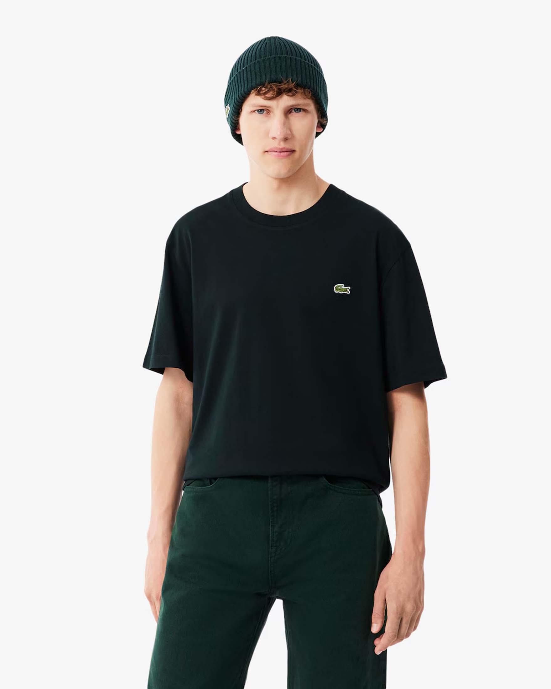 T-shirt classic fit Lacoste verde scuro in jersey di puro cotone
