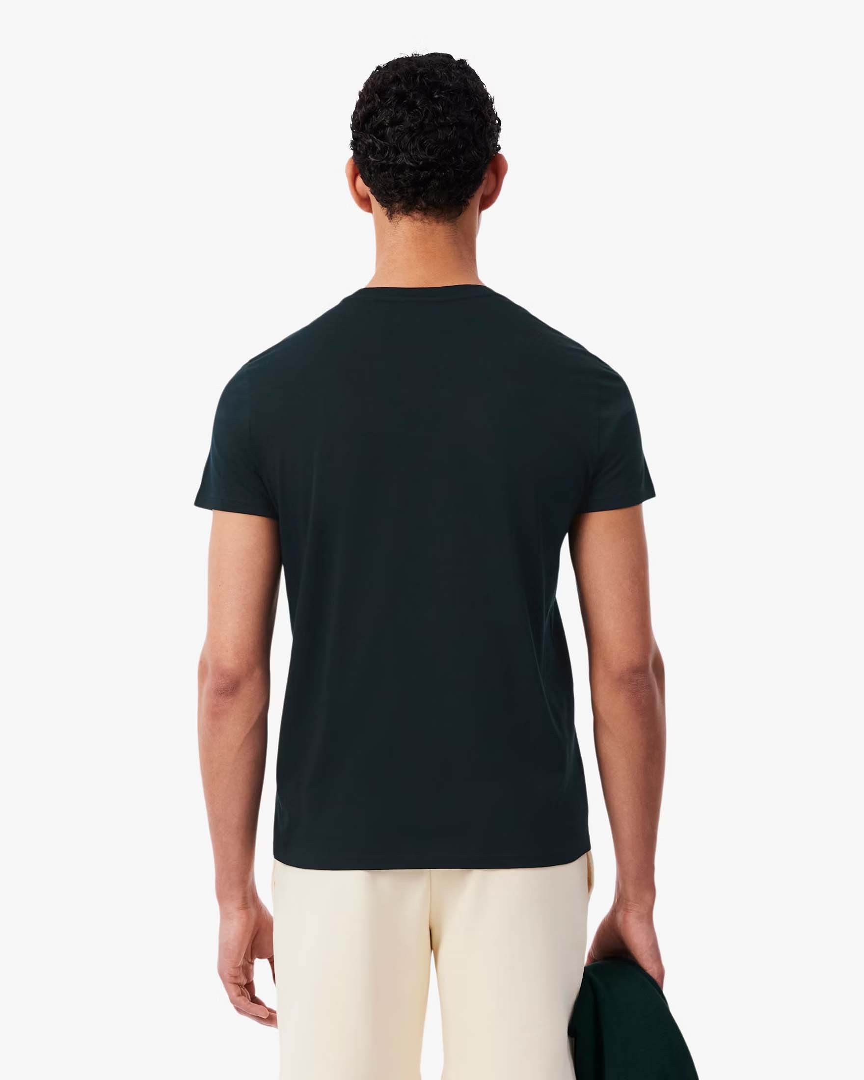 T-shirt Lacoste verde scuro in pima cotton con logo coccodrillo verde image