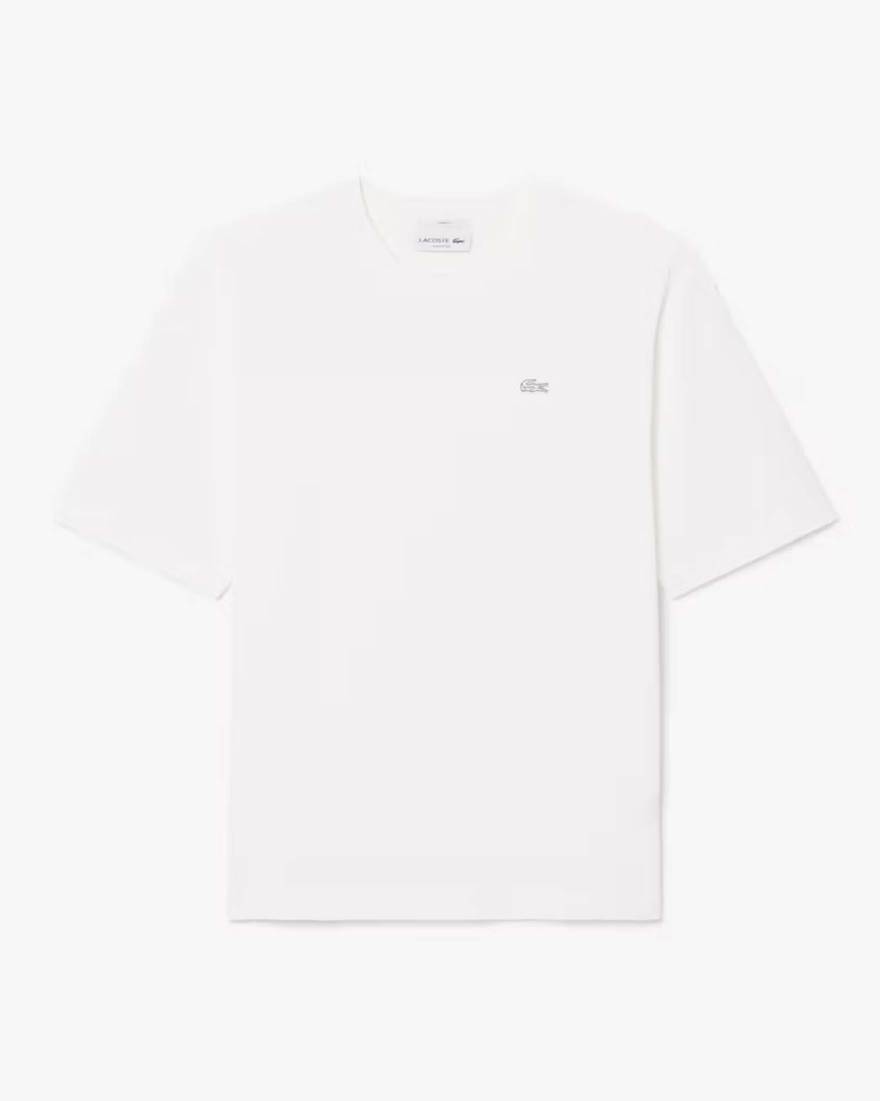 T-shirt loose fit Lacoste bianca in jersey pesante di puro cotone