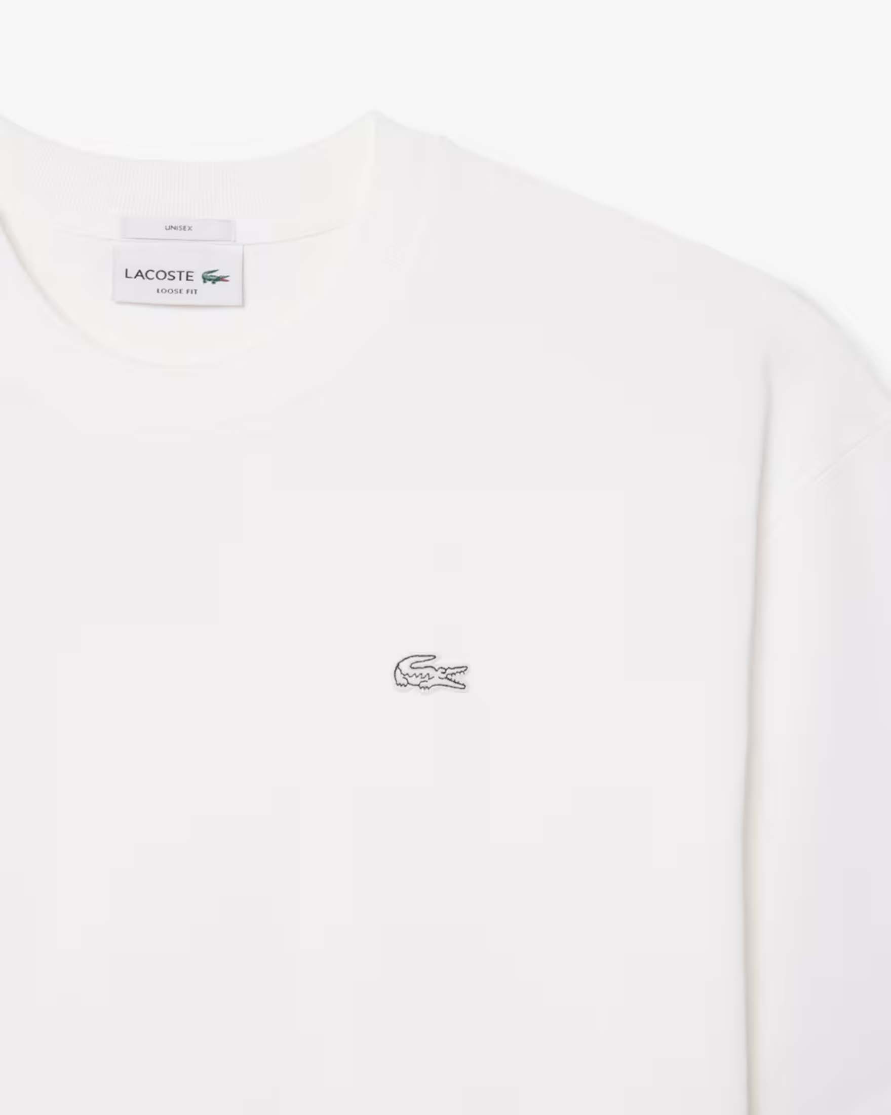T-shirt loose fit Lacoste bianca in jersey pesante di puro cotone image
