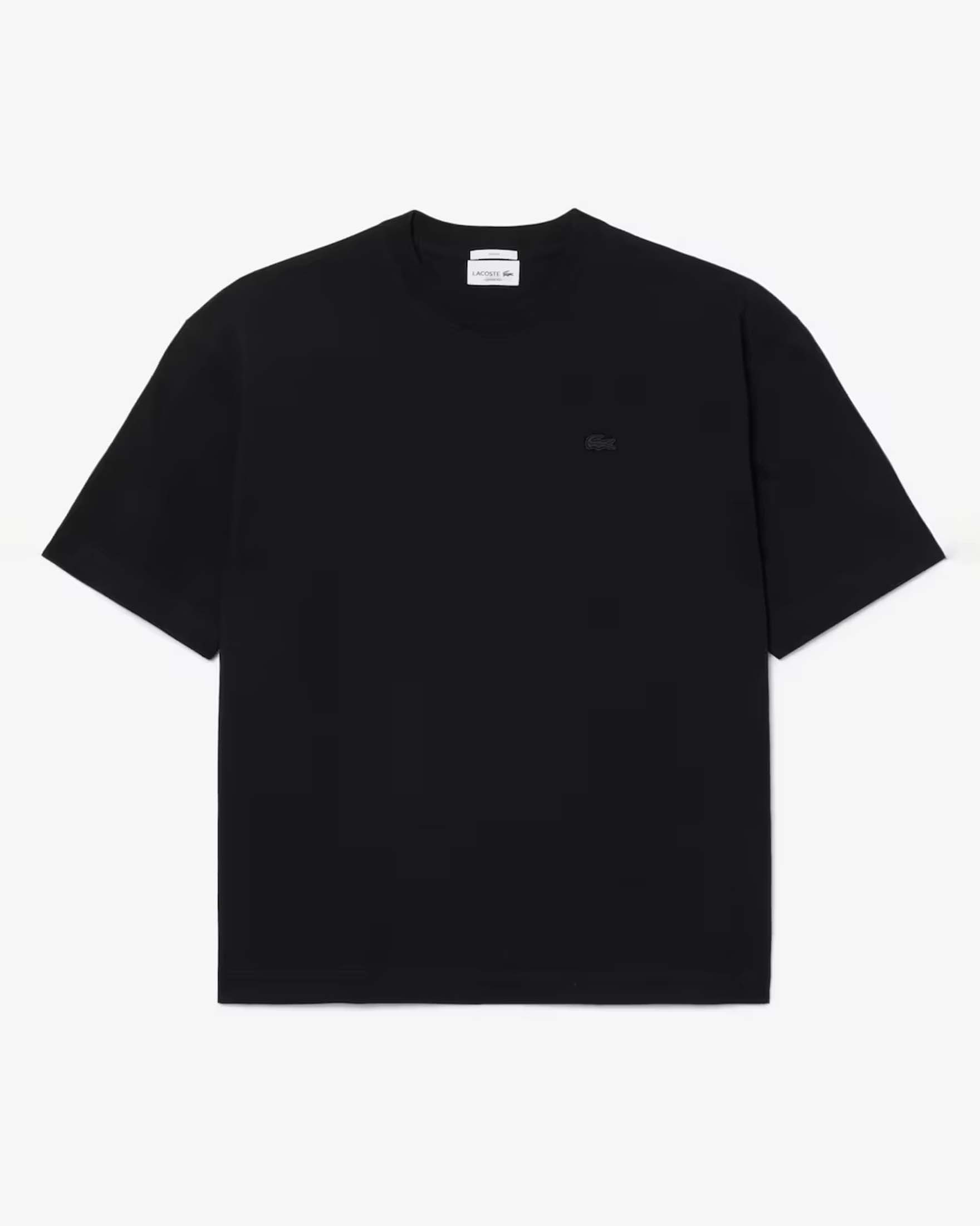 T-shirt loose fit Lacoste nera in jersey pesante di puro cotone