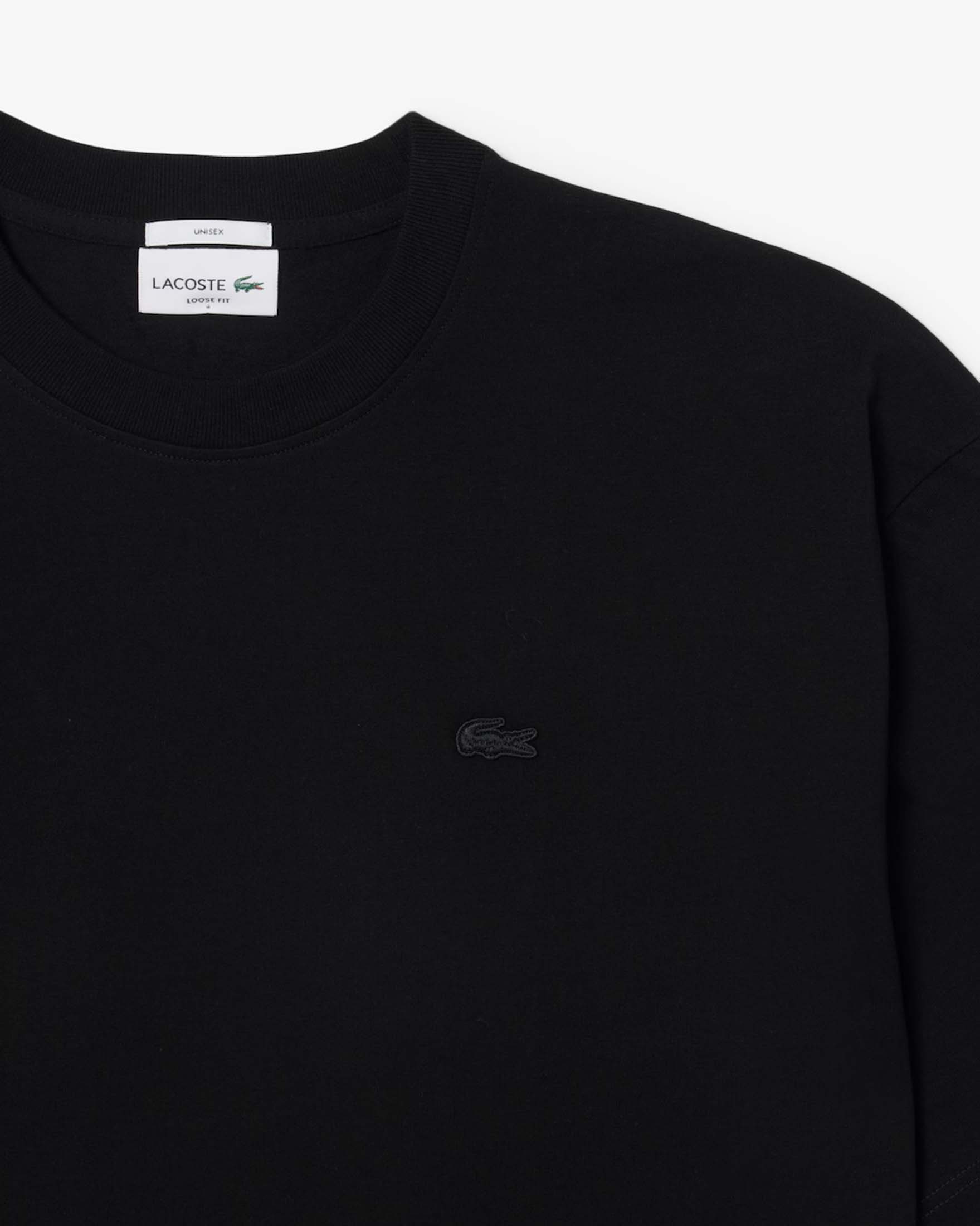 T-shirt loose fit Lacoste nera in jersey pesante di puro cotone image