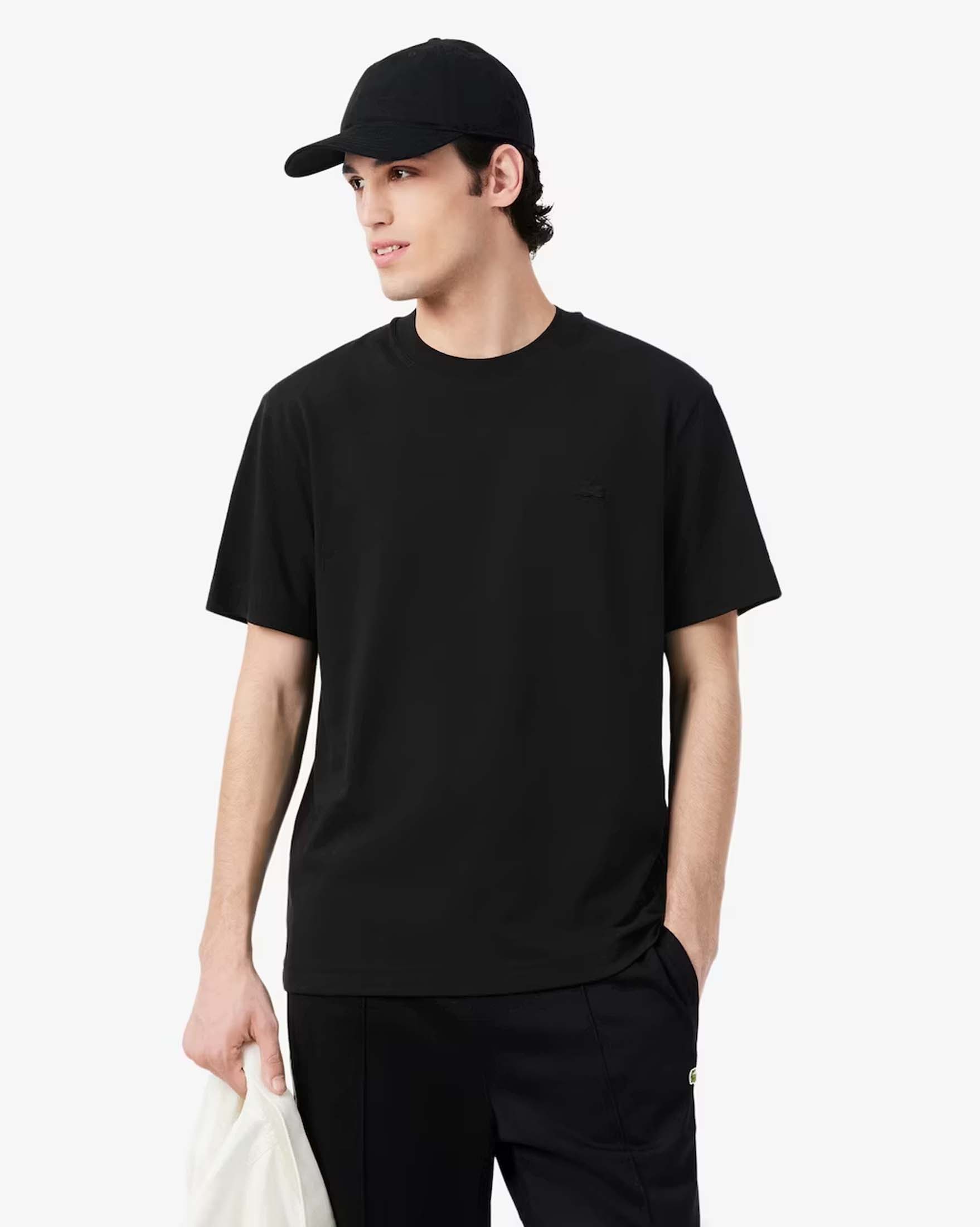 T-shirt classic fit Lacoste nera in piqué di cotone Pima