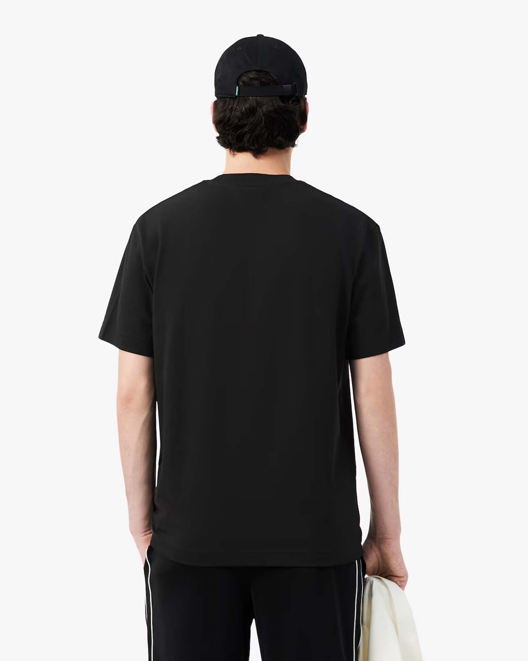 T-shirt classic fit Lacoste nera in piqué di cotone Pima image