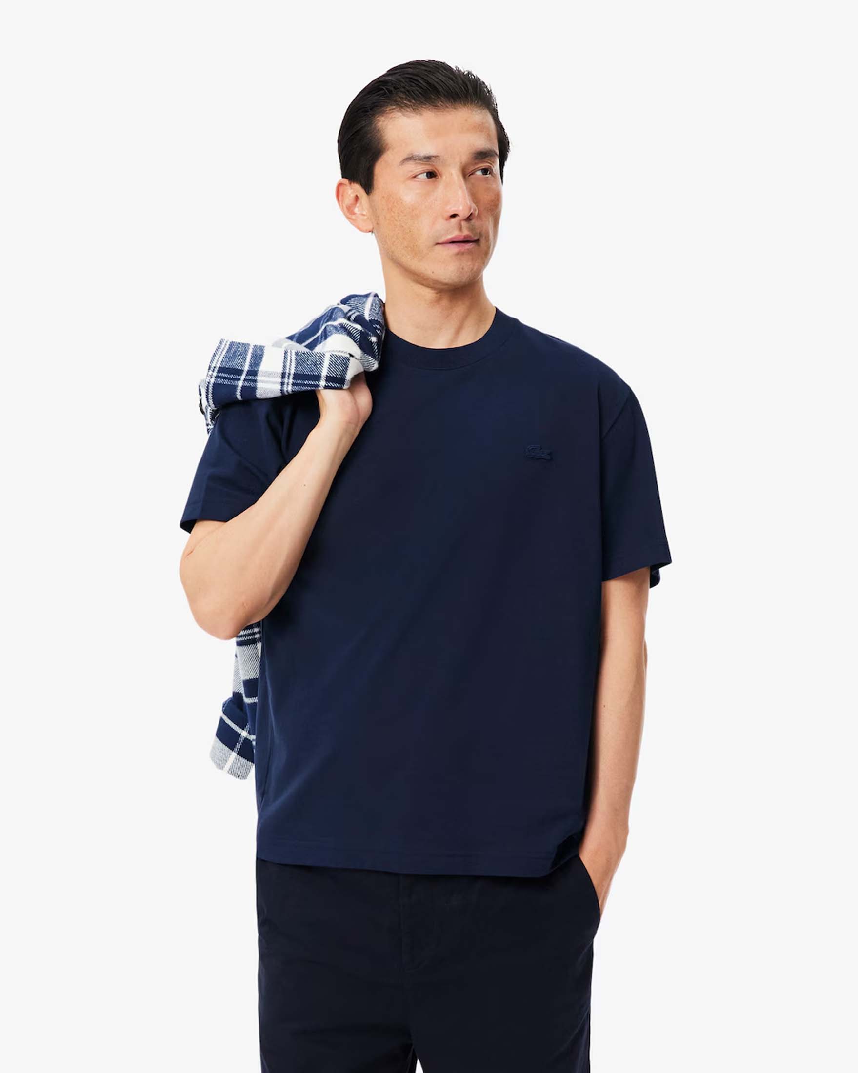 T-shirt classic fit Lacoste blu in piqué di cotone Pima