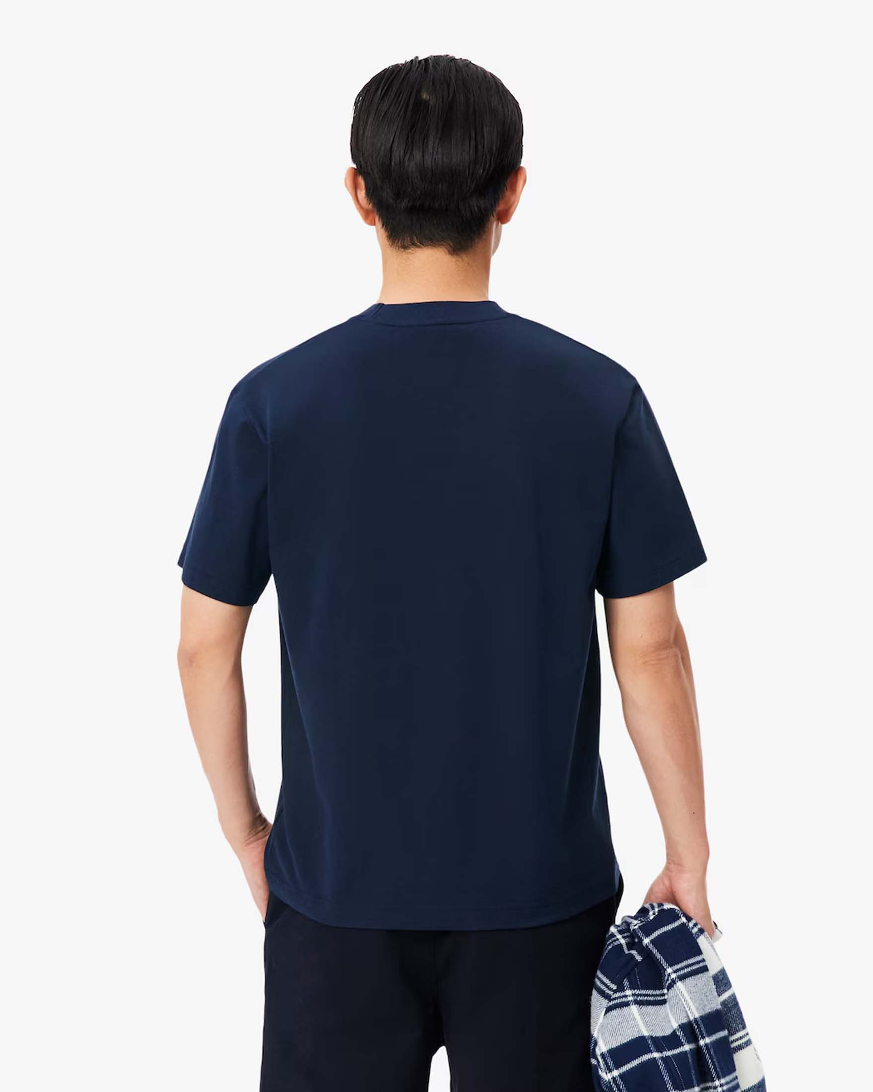 T-shirt classic fit Lacoste blu in piqué di cotone Pima image
