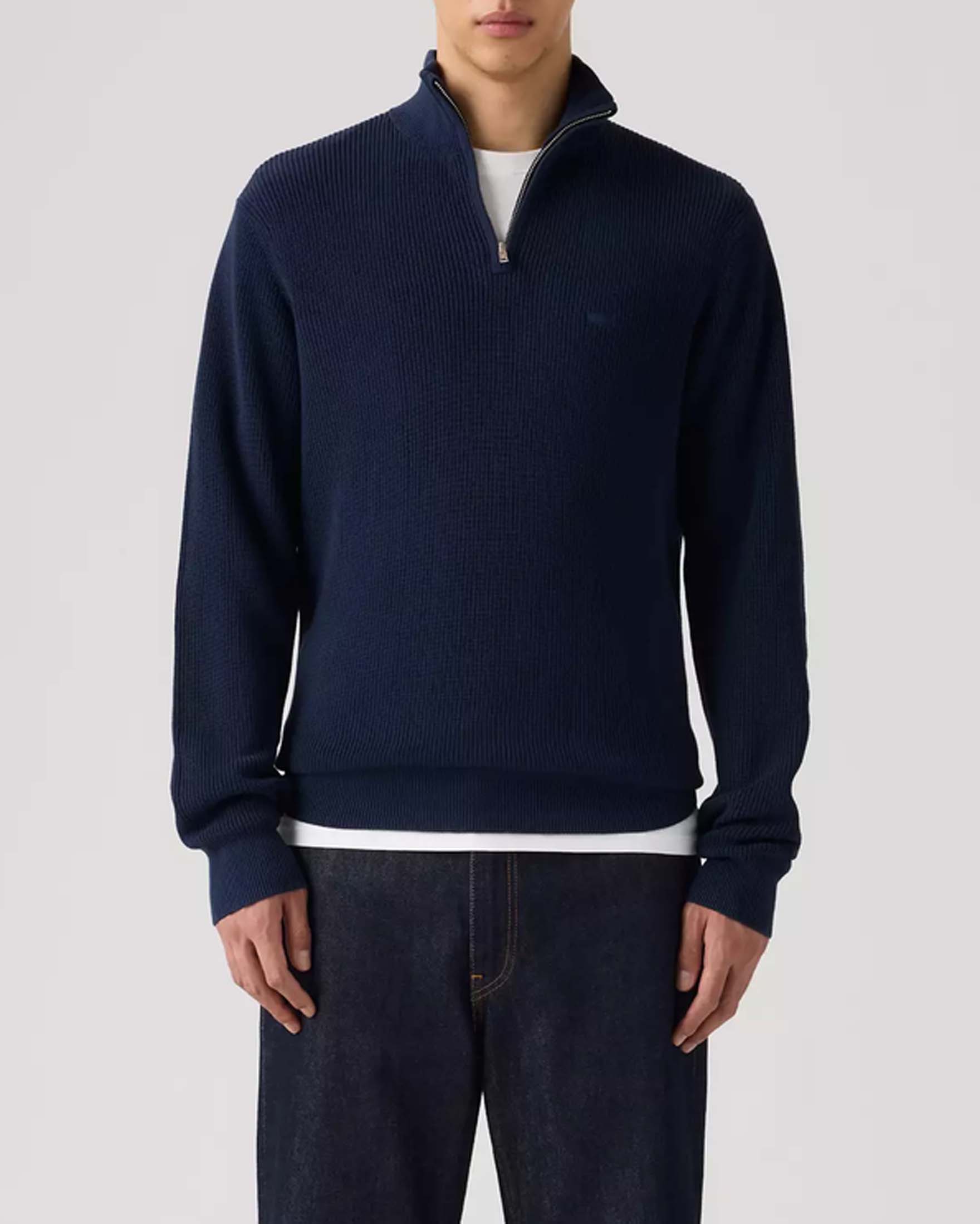 Maglia a mezza zip Levi's® blu navy in cotone a coste