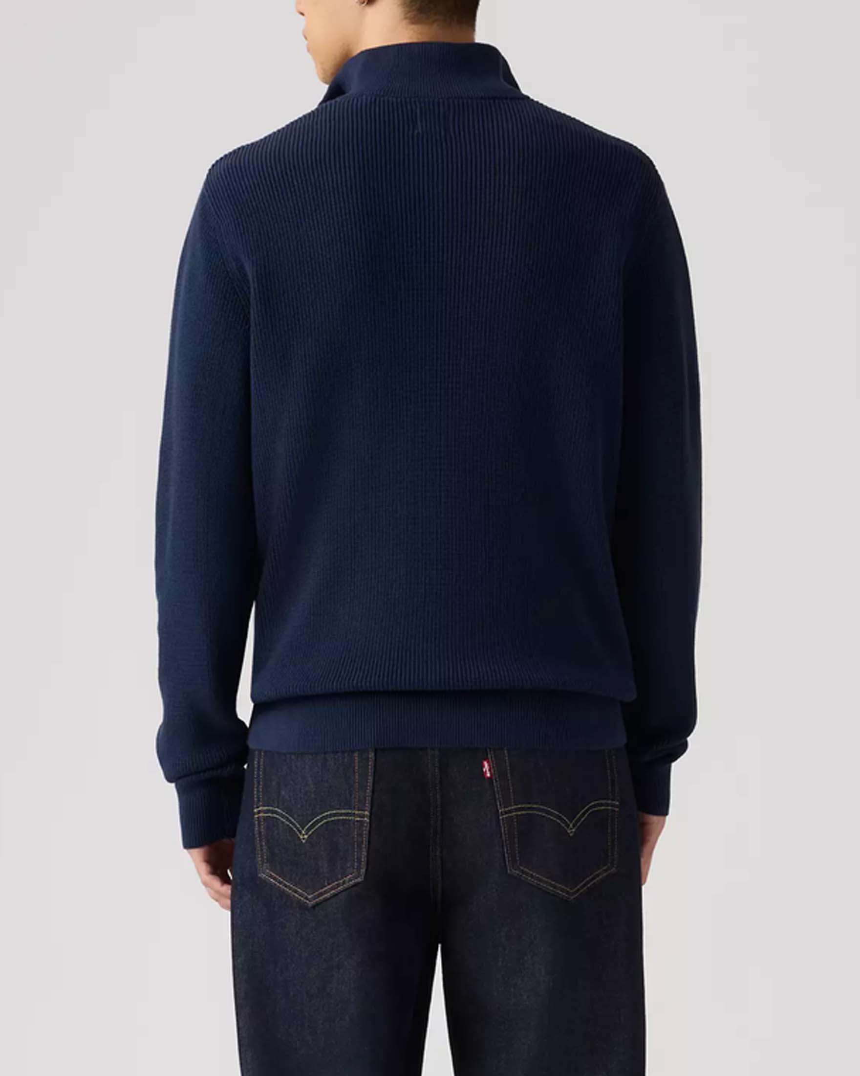Maglia a mezza zip Levi's® blu navy in cotone a coste image