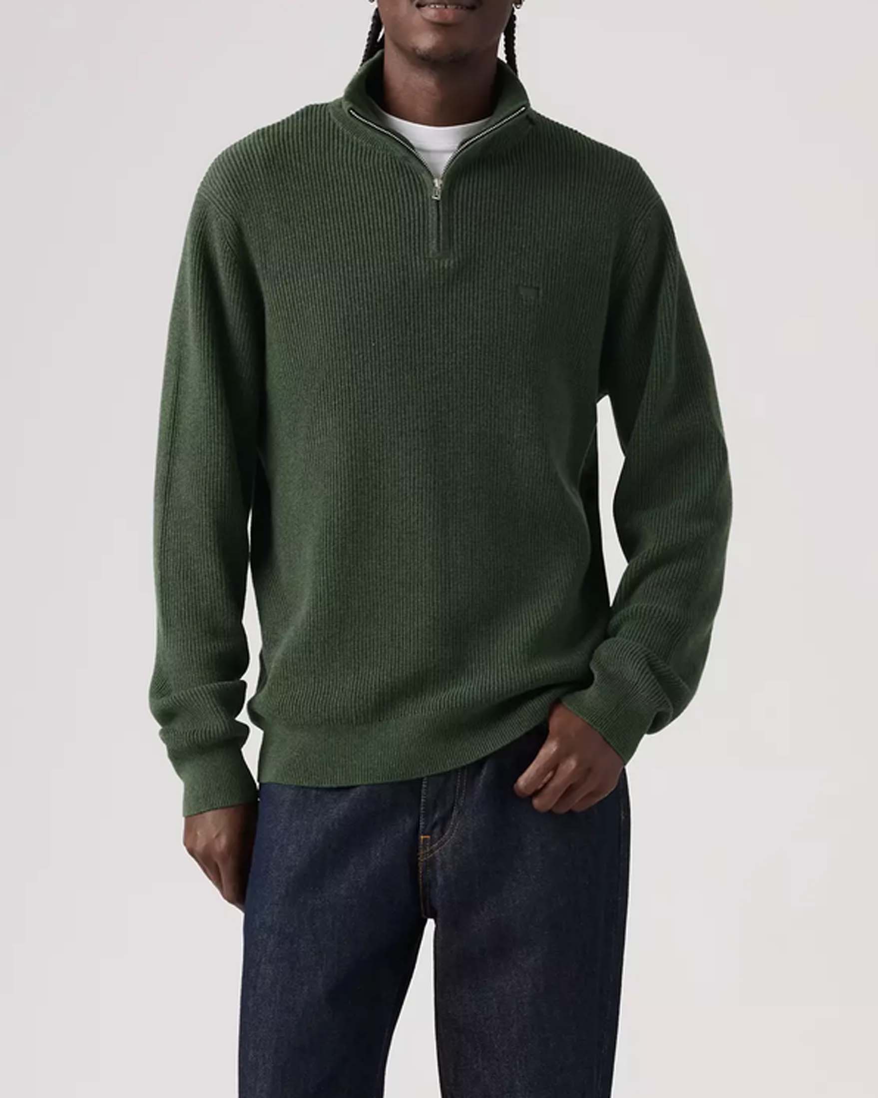 Maglia a mezza zip Levi's® verde in cotone a coste