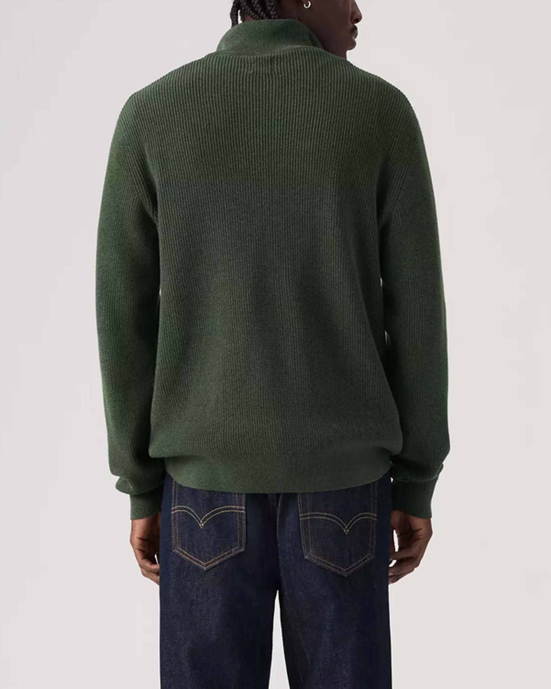 Maglia a mezza zip Levi's® verde in cotone a coste image