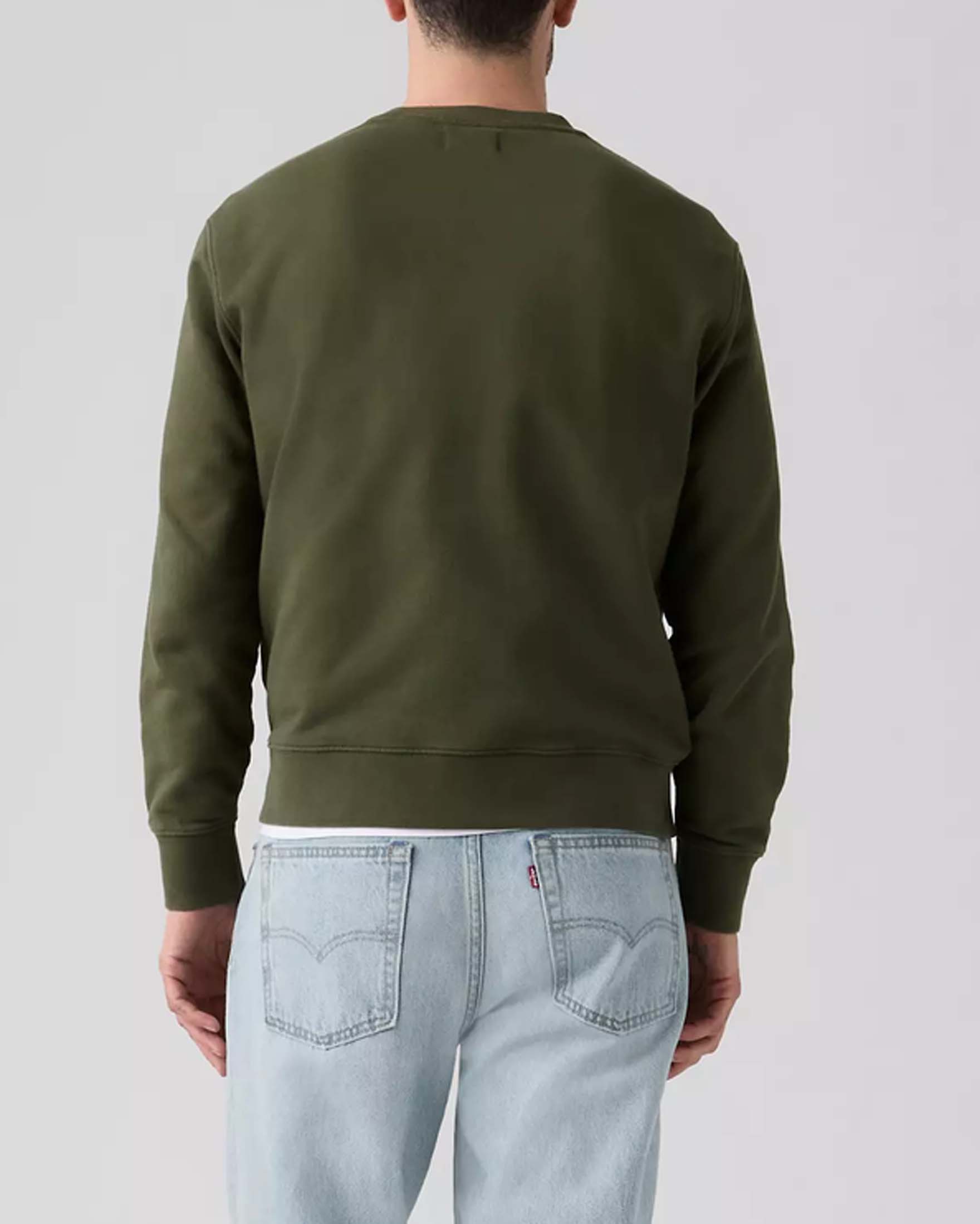 Felpa girocollo Levi's® verde militare in spugna francese di puro cotone image