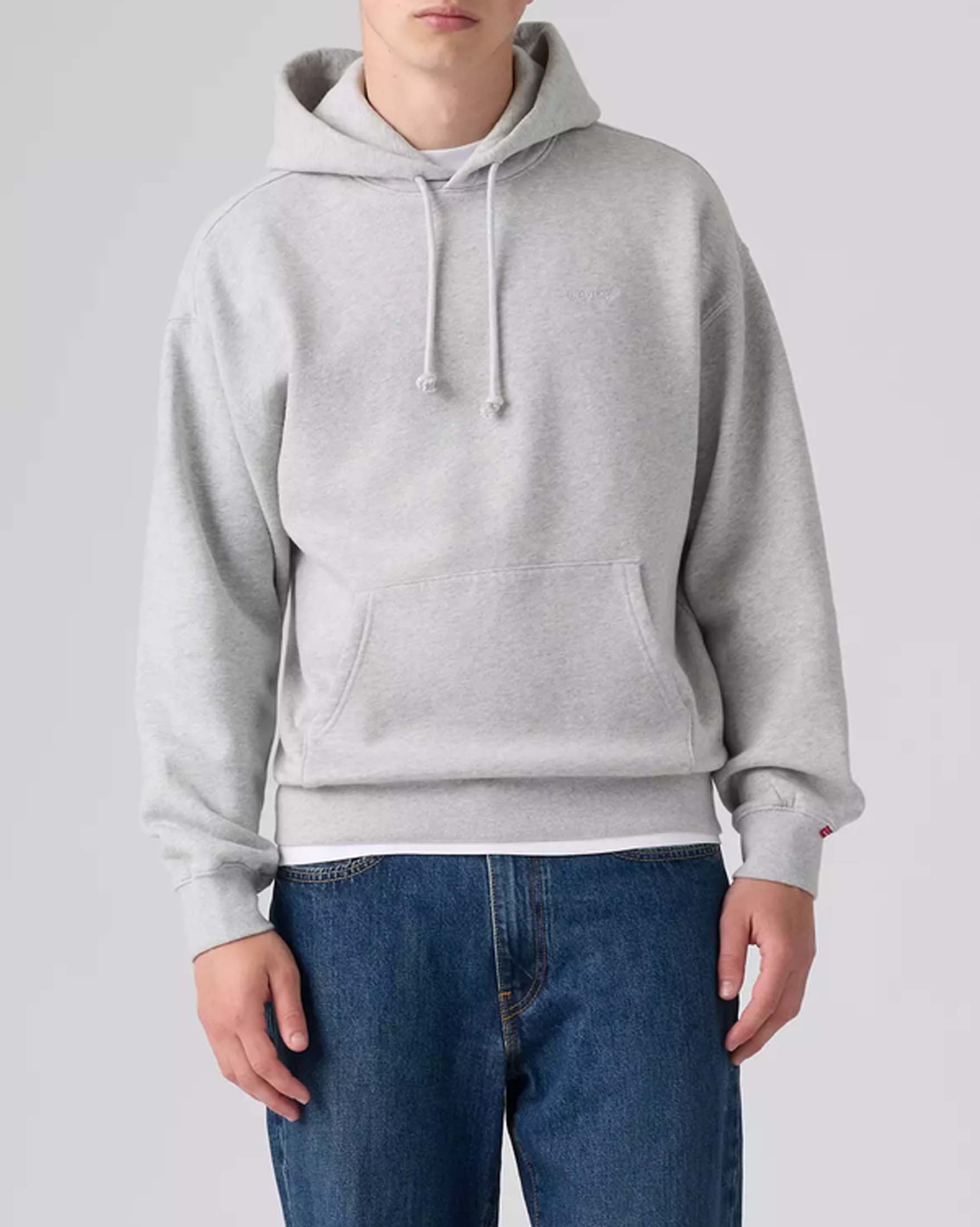 Felpa con cappuccio Levi's® grigia in cotone felpato