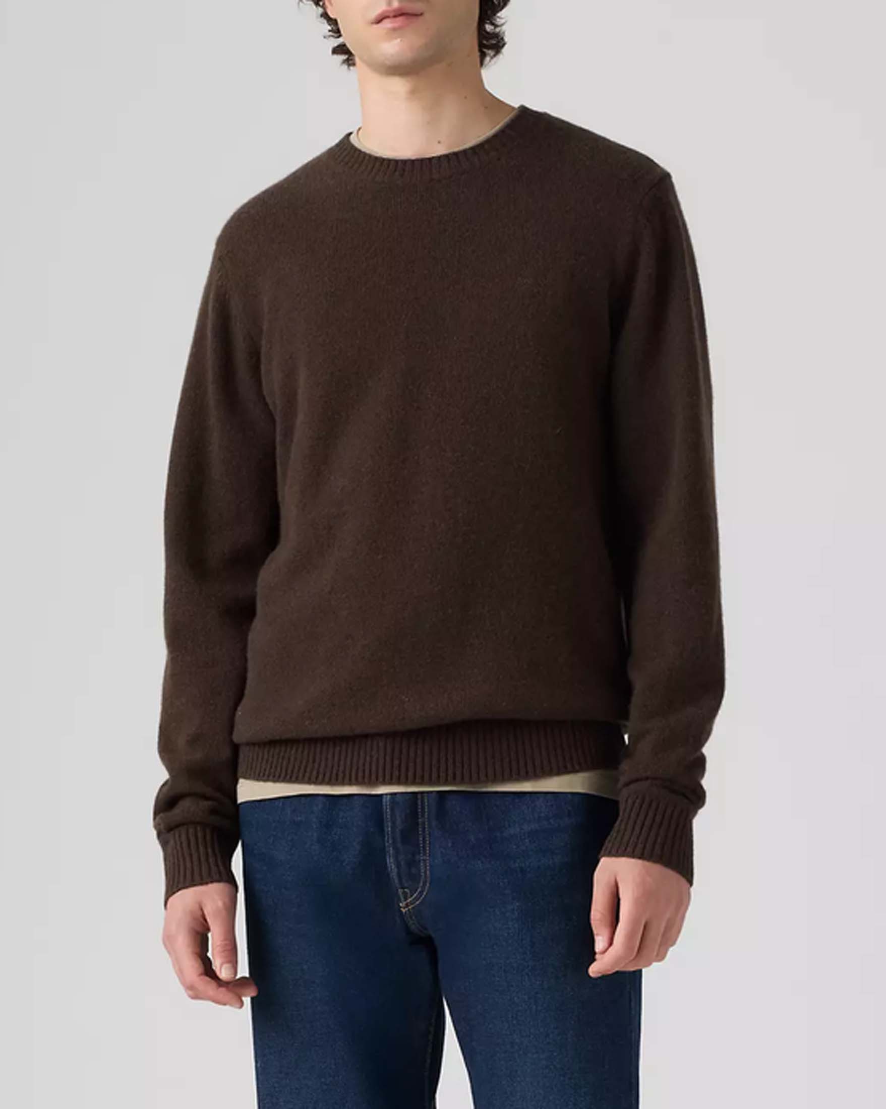 Maglione girocollo Levi's® marrone in misto lana merino