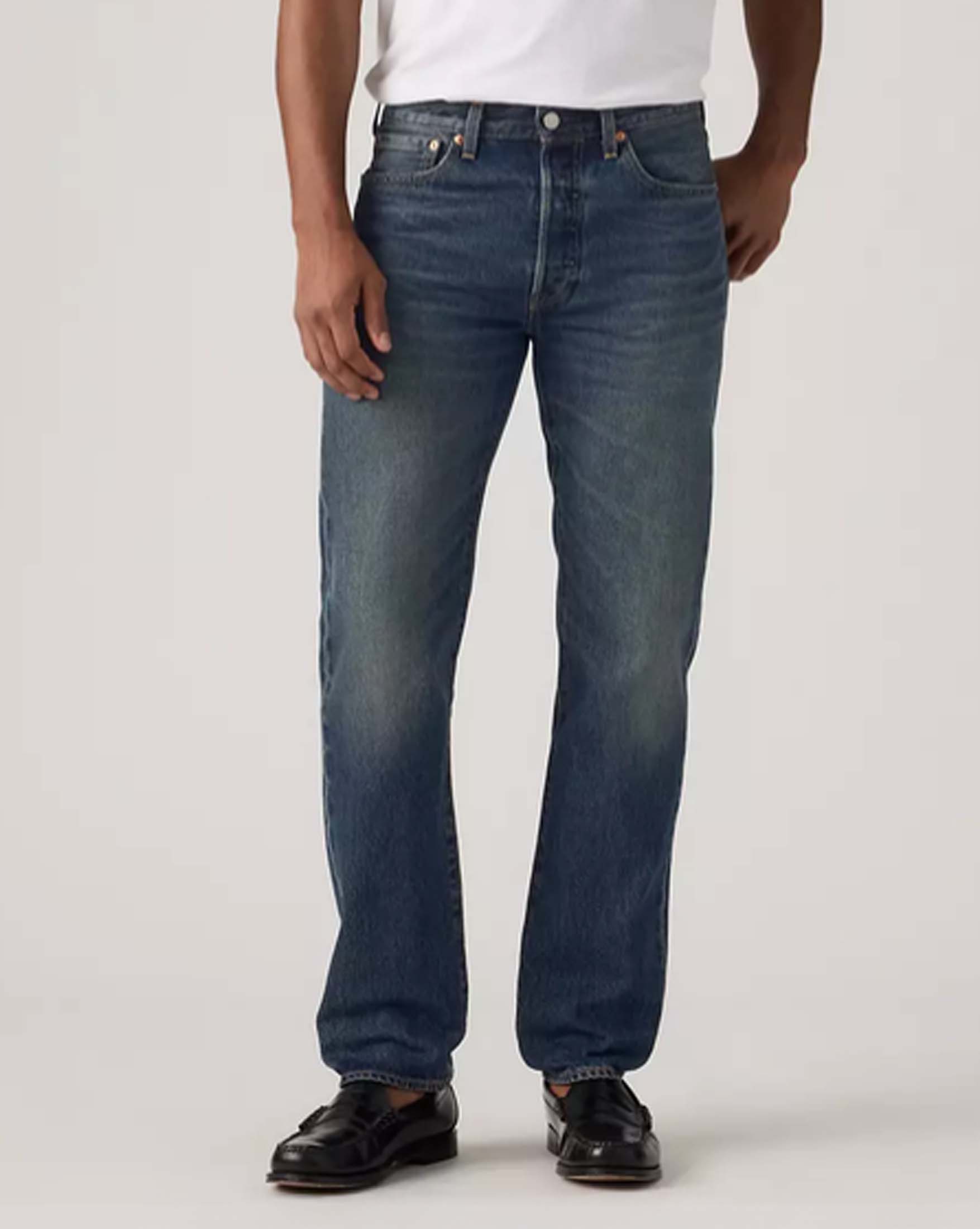 Jeans 501® Original Levi's® blu scuro in denim di puro cotone
