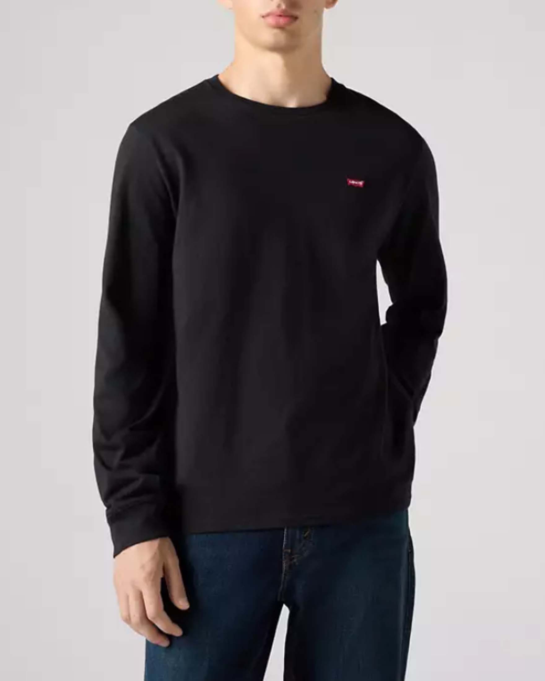 T-shirt a maniche lunghe Levi's® nera in jersey di puro cotone