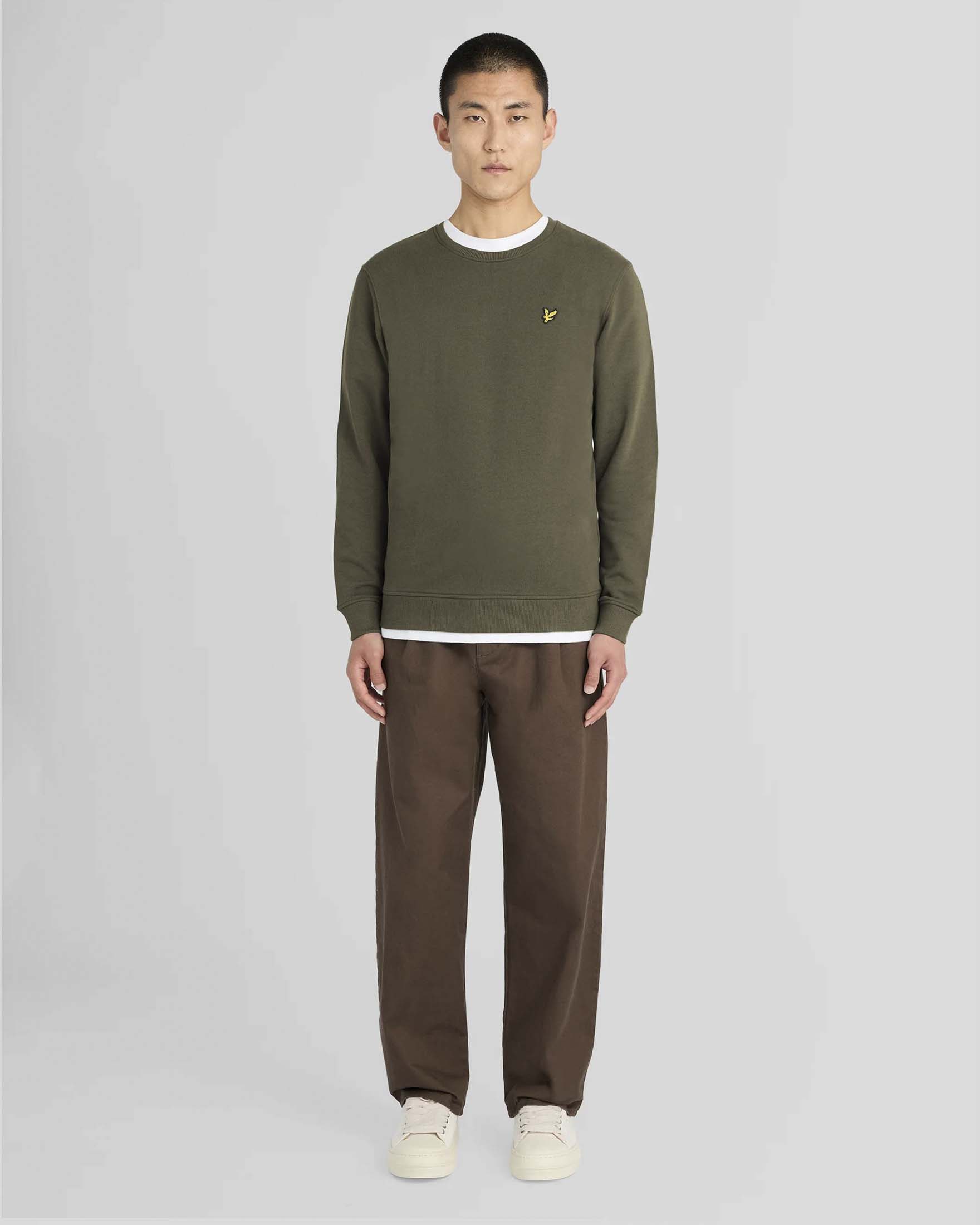Felpa girocollo Lyle & Scott kaki in cotone