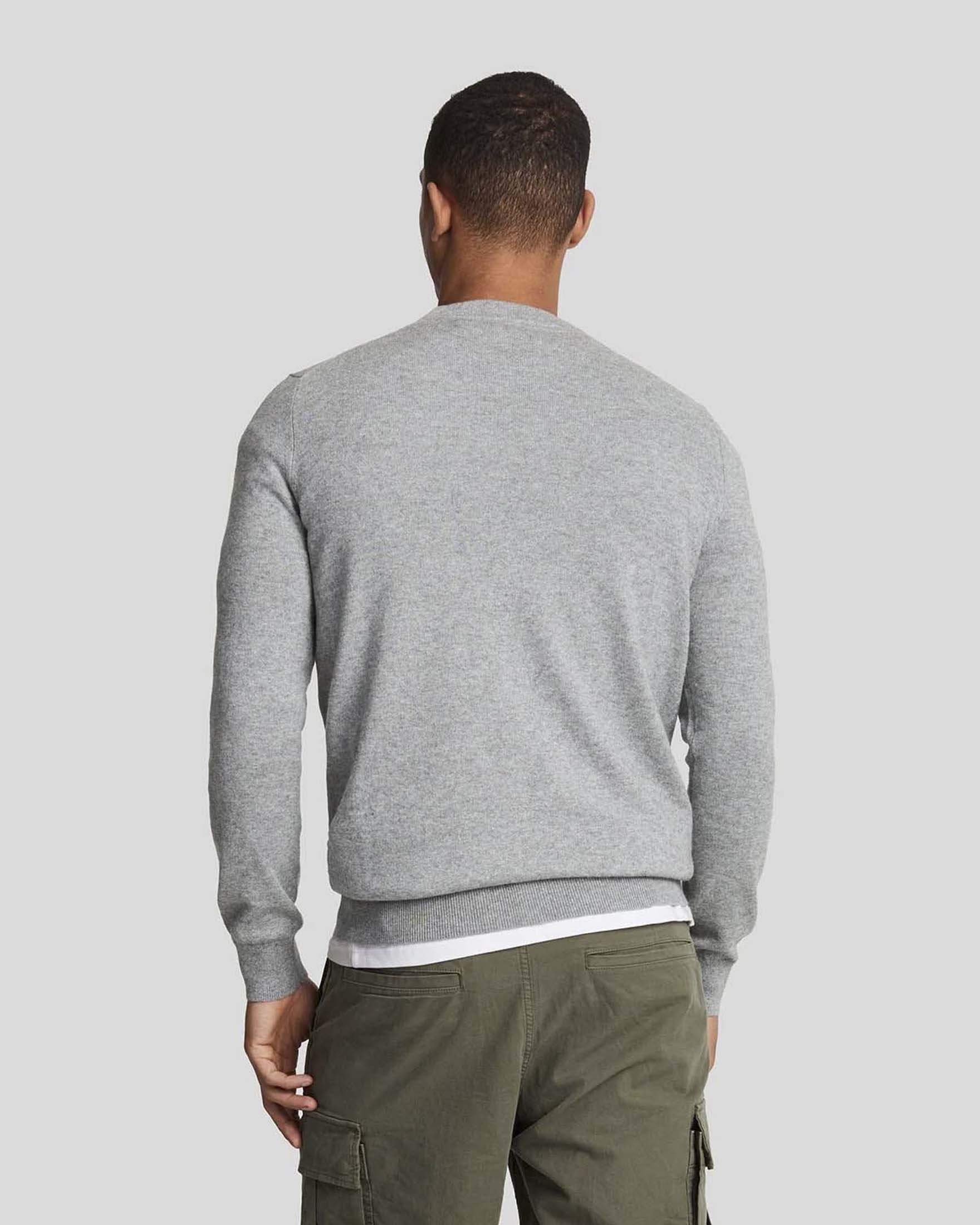 Maglione girocollo Lyle & Scott grigio mélange in misto cotone e lana merino image