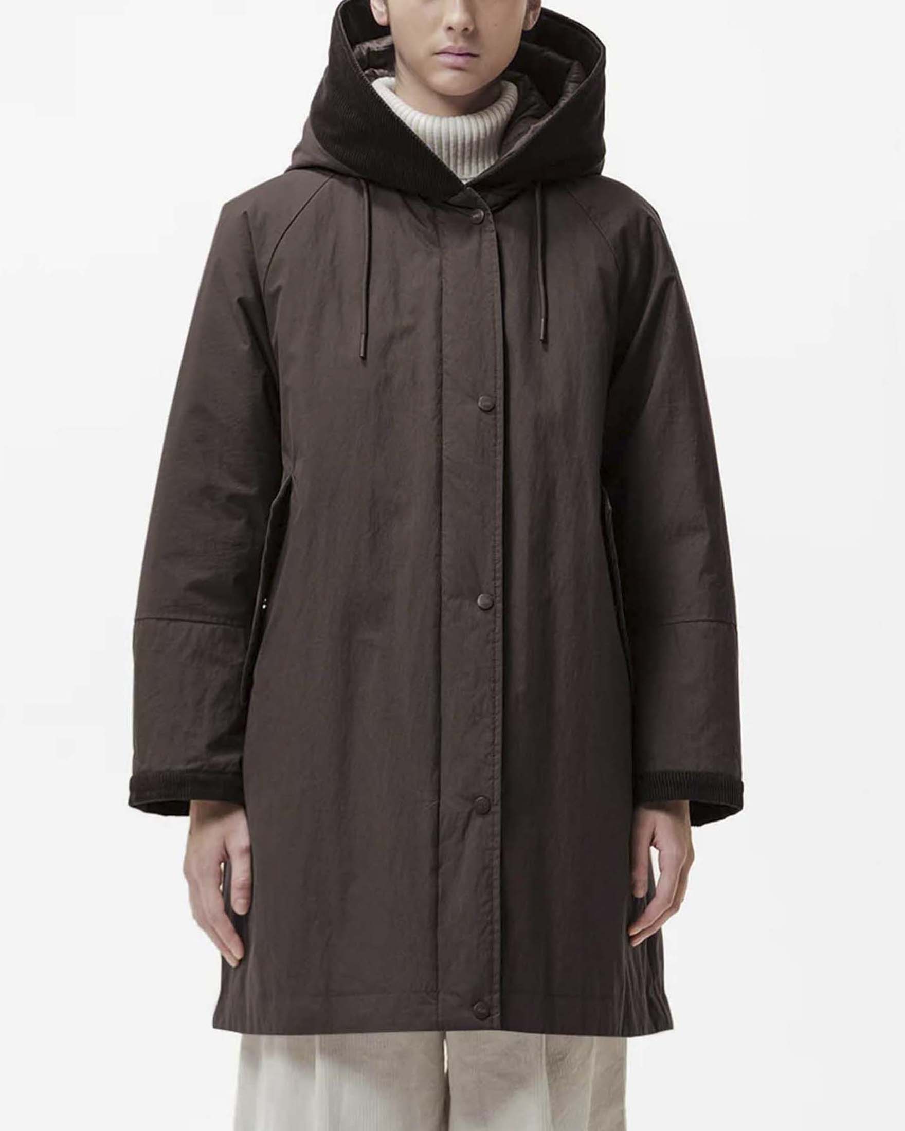 Parka reversibile Nako Duno marrone in tessuto tecnico con cappuccio regolabile e tasche a patta