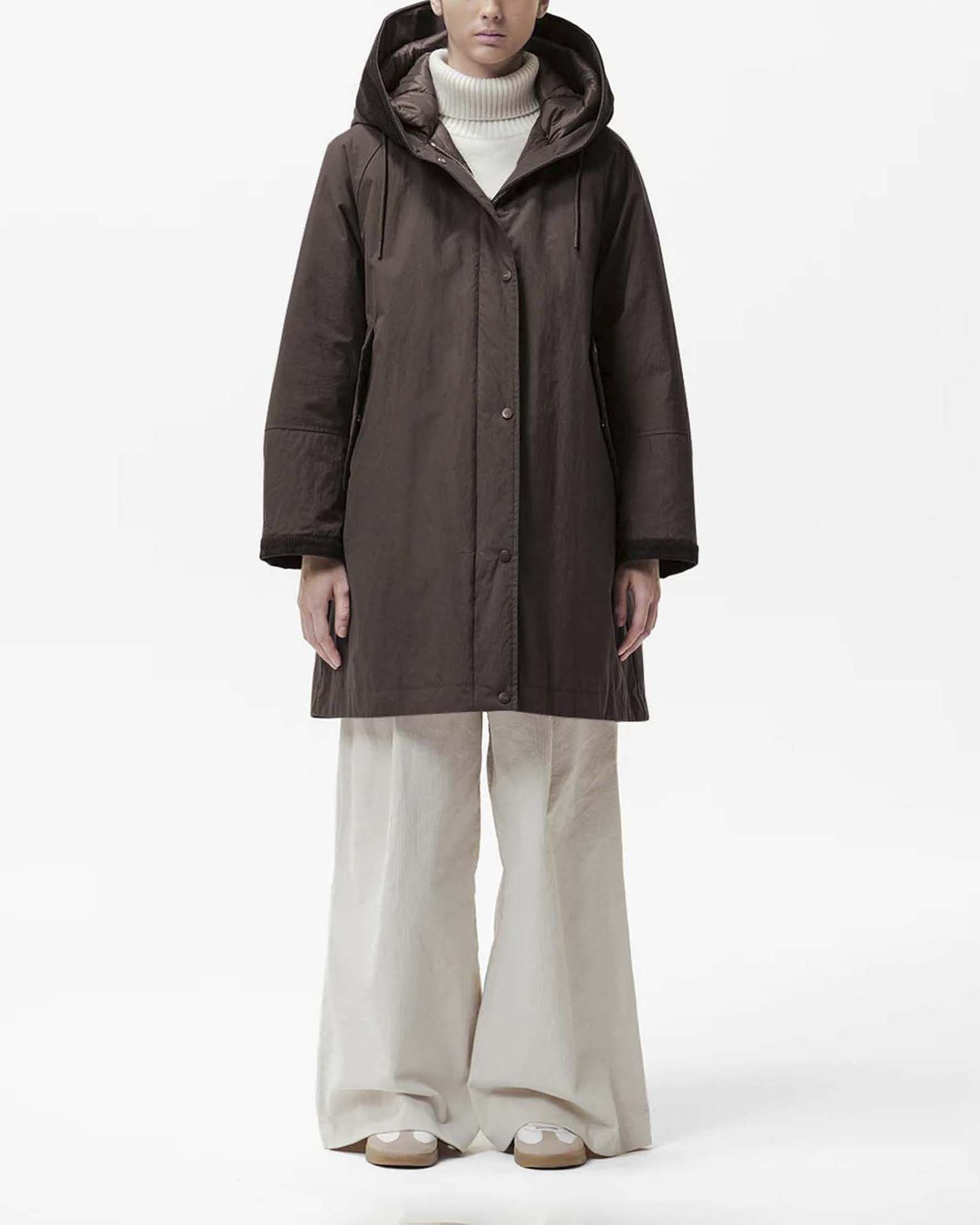 Parka reversibile Nako Duno marrone in tessuto tecnico con cappuccio regolabile e tasche a patta image