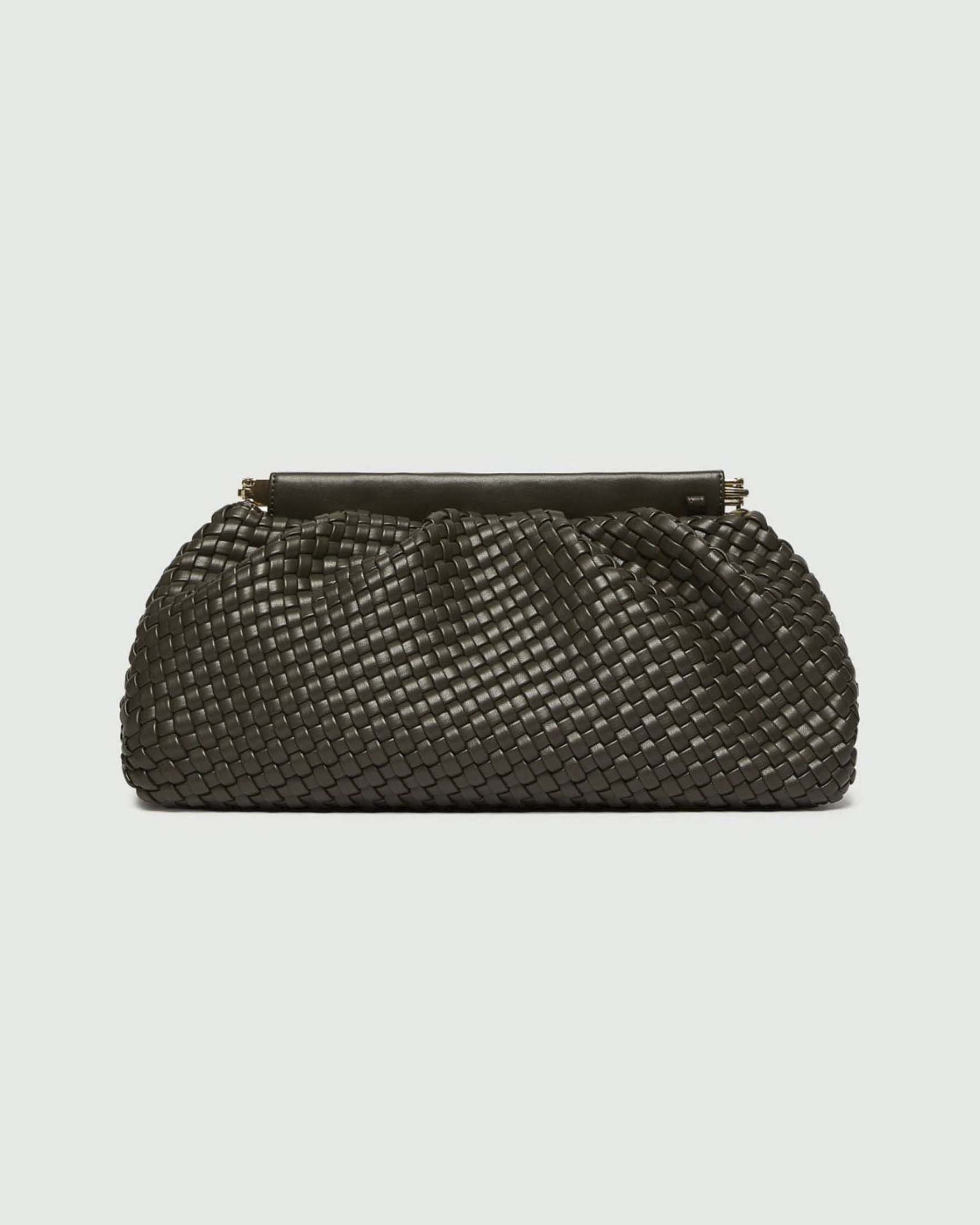 Clutch morbida Emme Marella verde militare in jersey intrecciato con tracolla a catena
