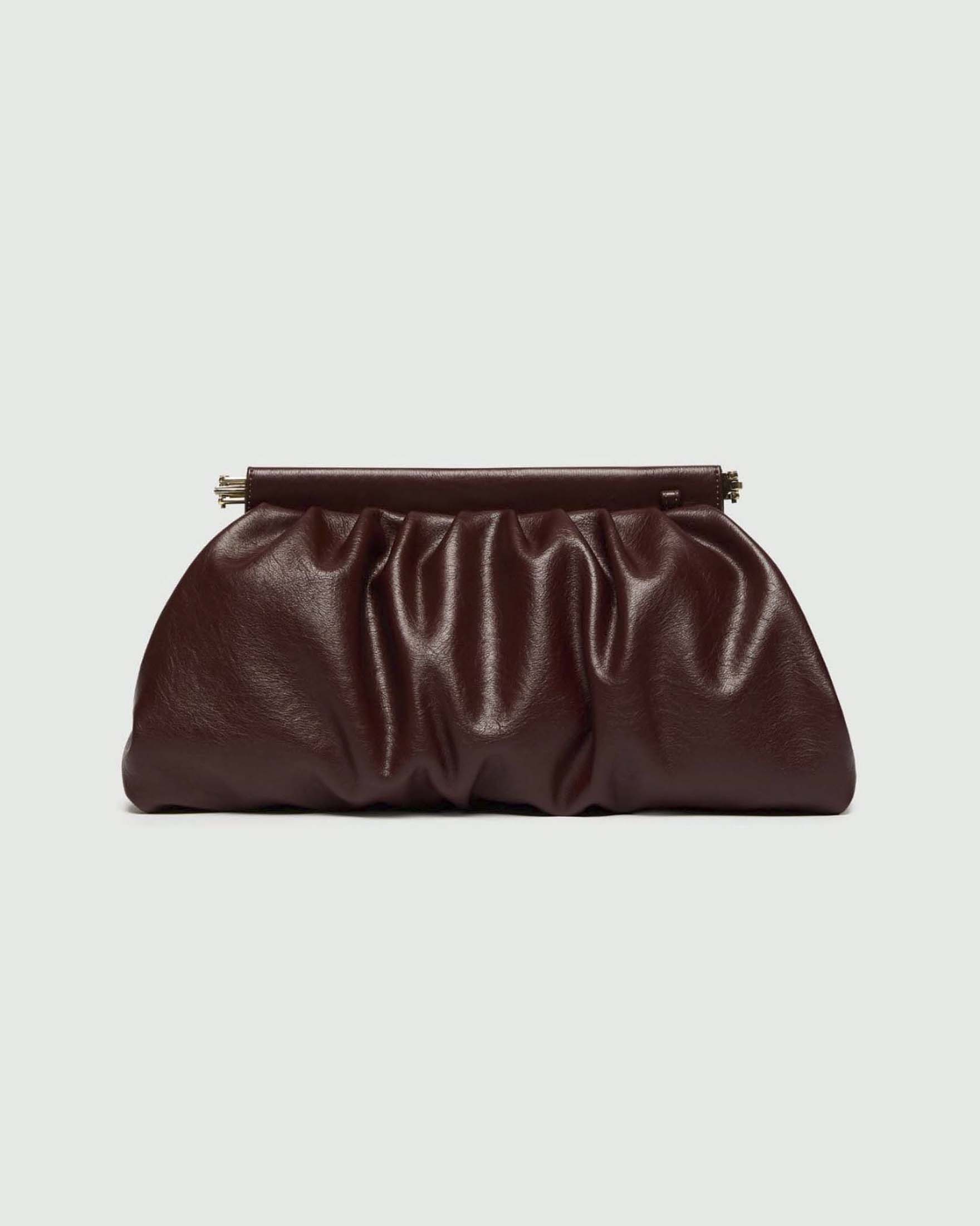 Clutch morbida Emme Marella bordeaux in jersey spalmato con tracolla a catena