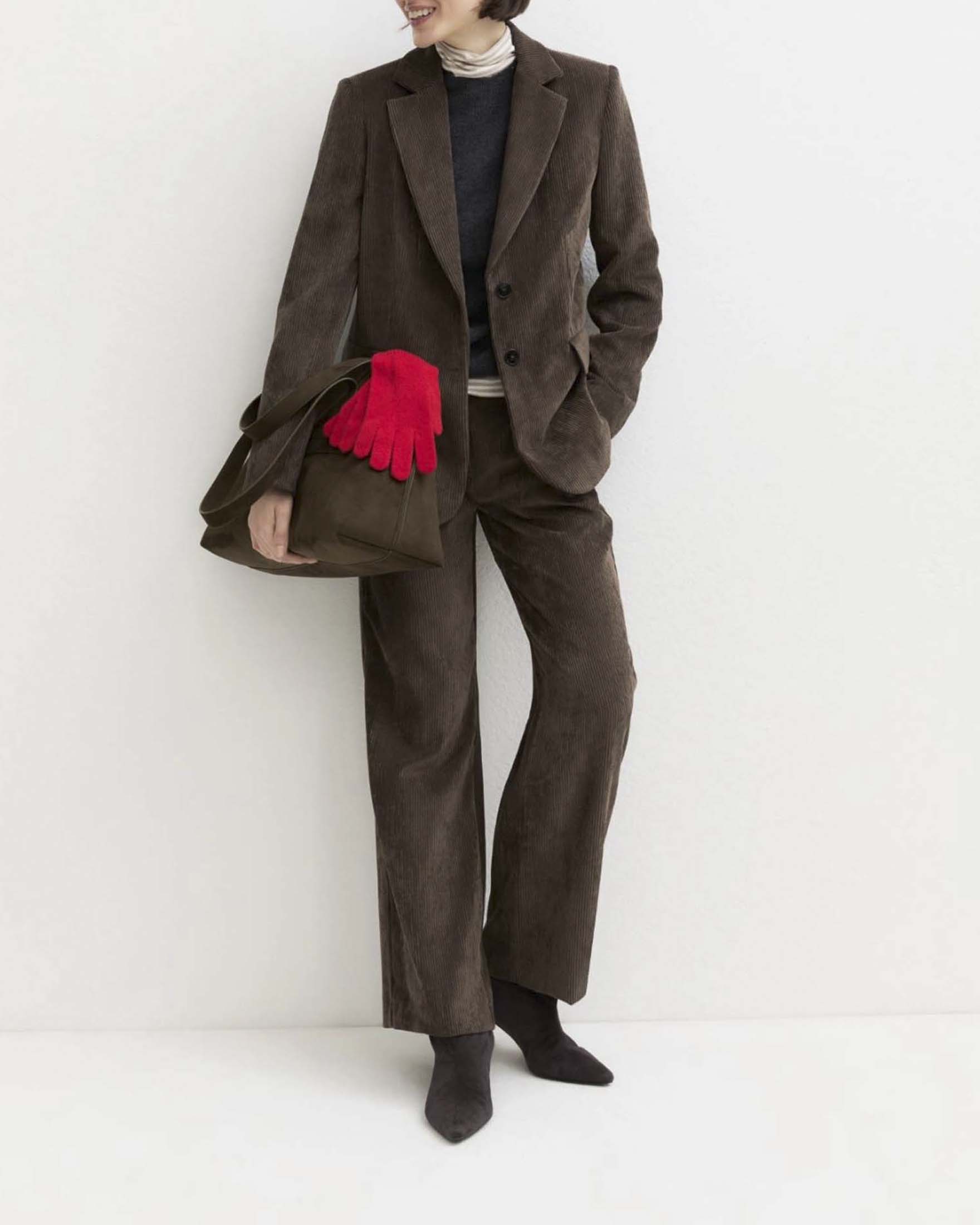 Pantaloni dritti Emme Marella marroni in velluto a coste stretch con tasche laterali alla francese