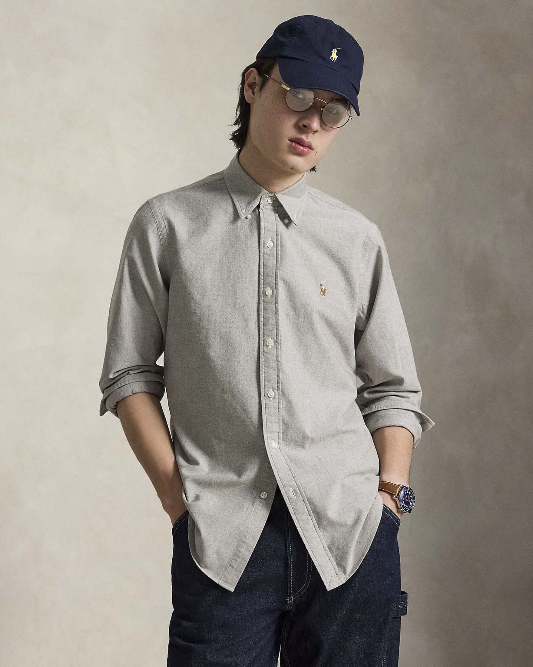 Camicia Custom Fit Polo Ralph Lauren noce in Oxford di cotone image