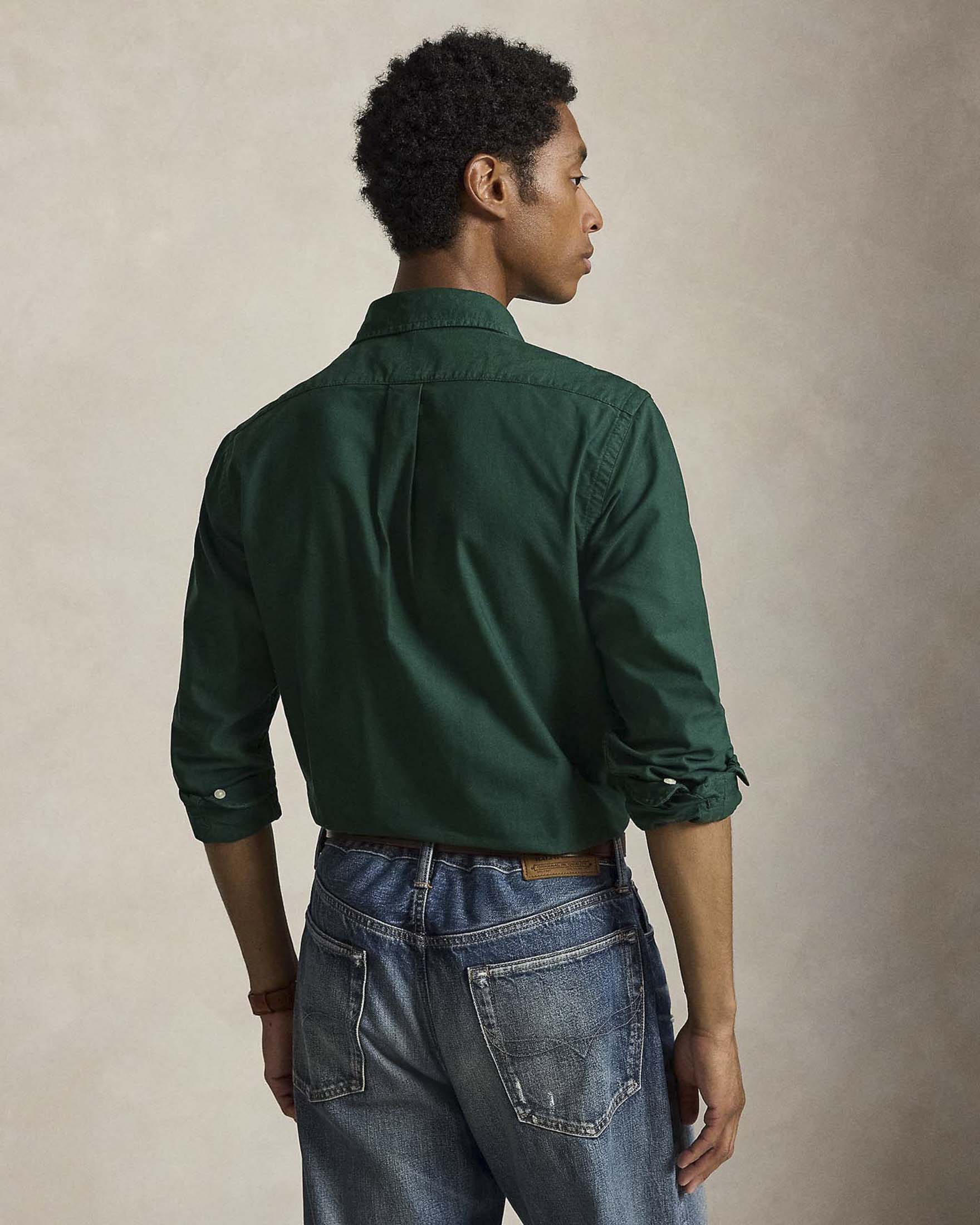 Camicia button-down Polo Ralph Lauren verde in Oxford di cotone image
