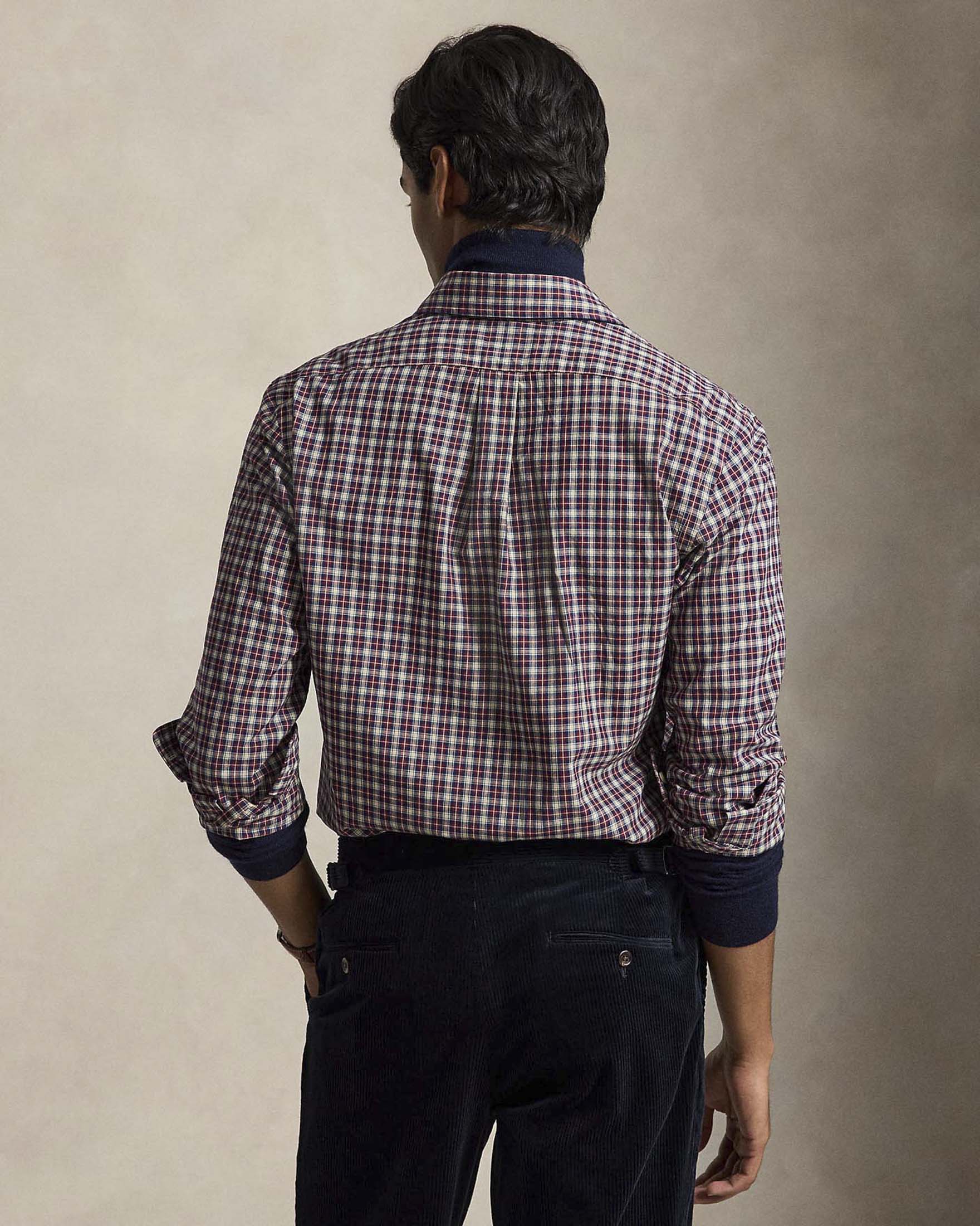 Camicia custom-fit Polo Ralph Lauren a quadri rossi bianchi e blu in cotone image