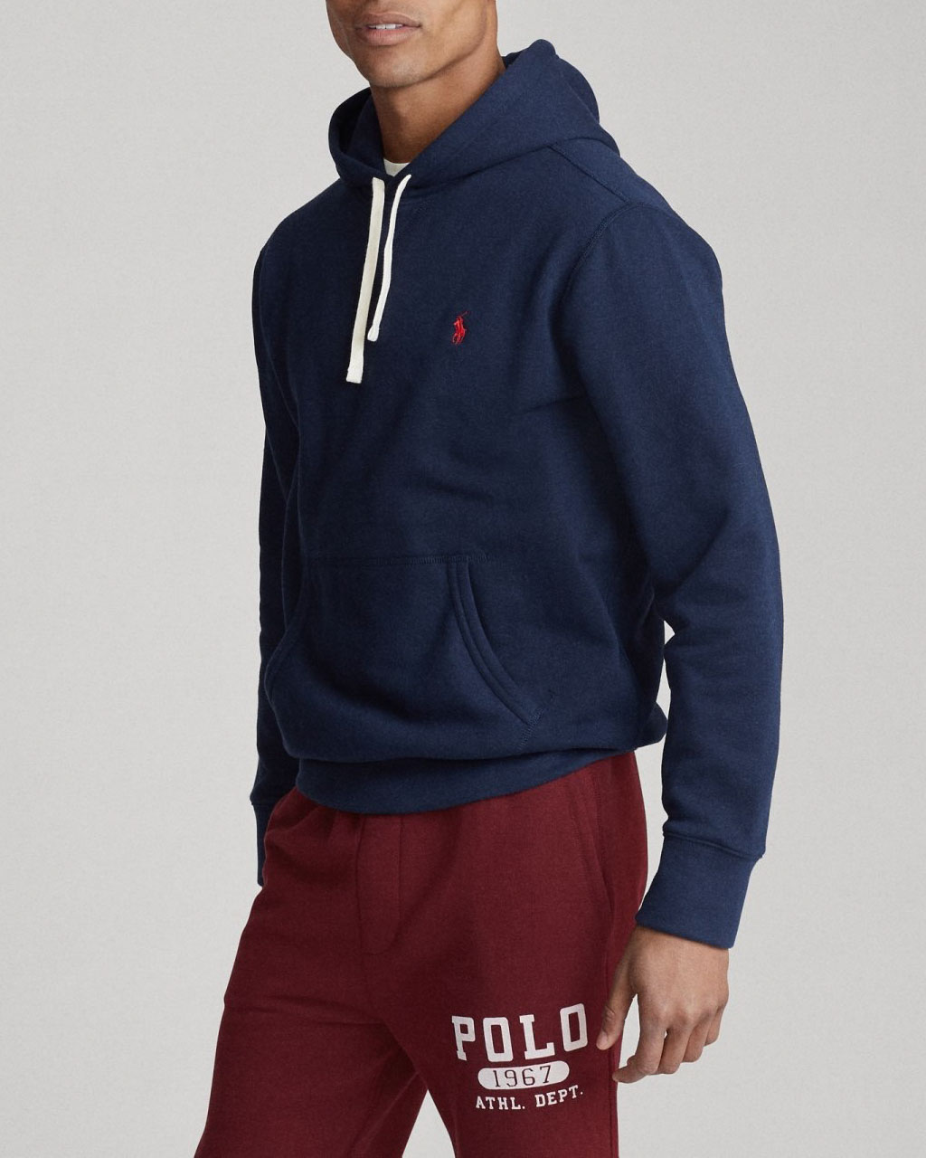 Felpa Polo Ralph Lauren blu in cotone con cappuccio e logo pony ricamato sul petto