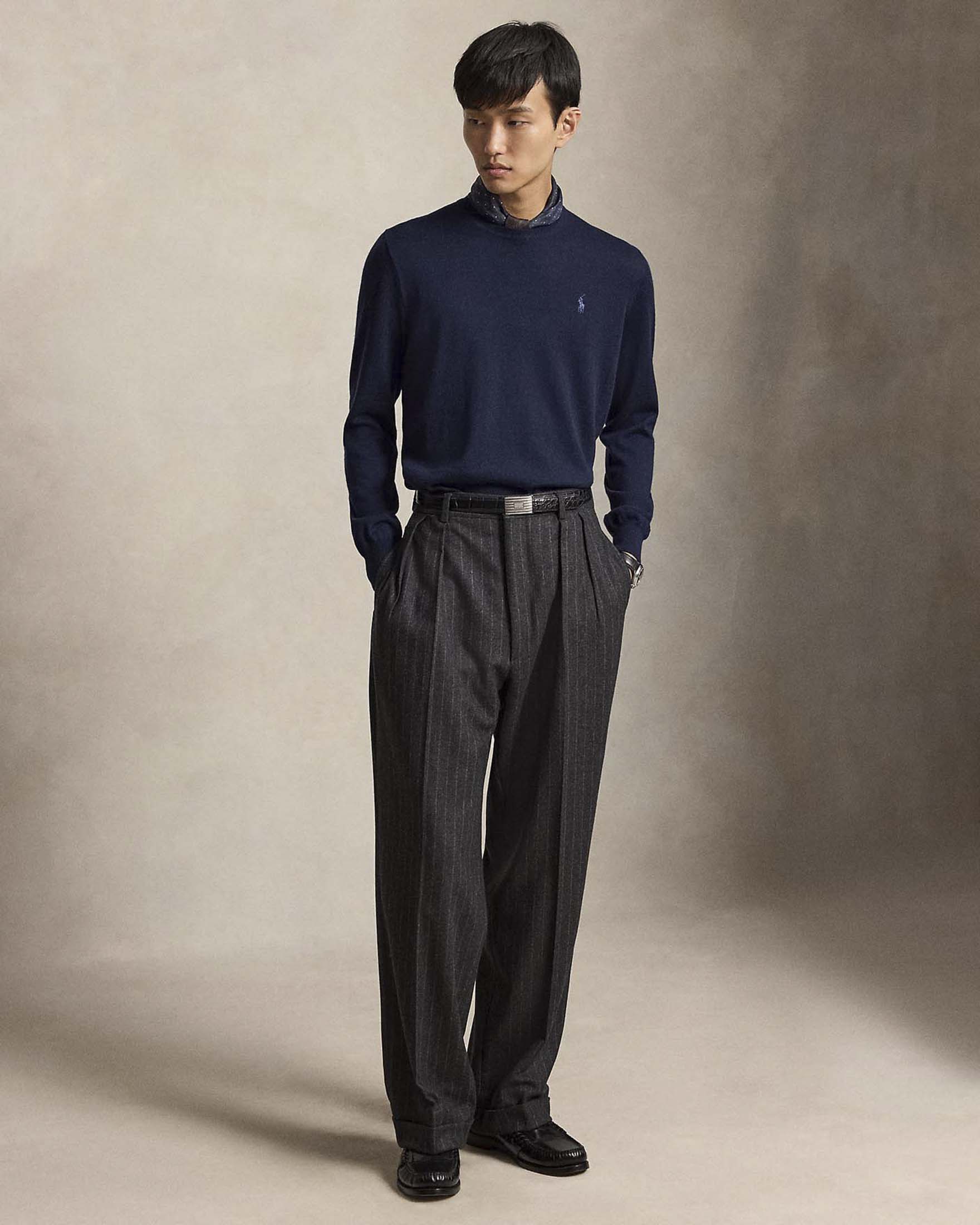 Maglione girocollo Polo Ralph Lauren blu navy in lana merino