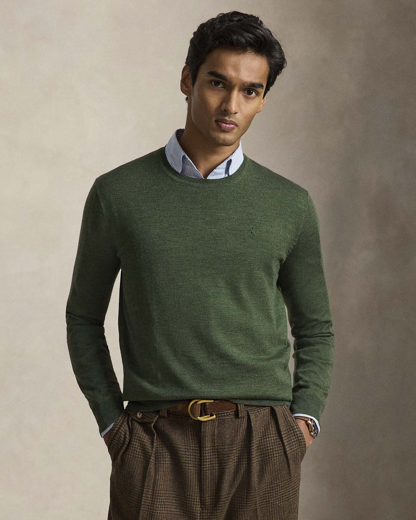Maglione girocollo Polo Ralph Lauren verde bottiglia in lana merino image