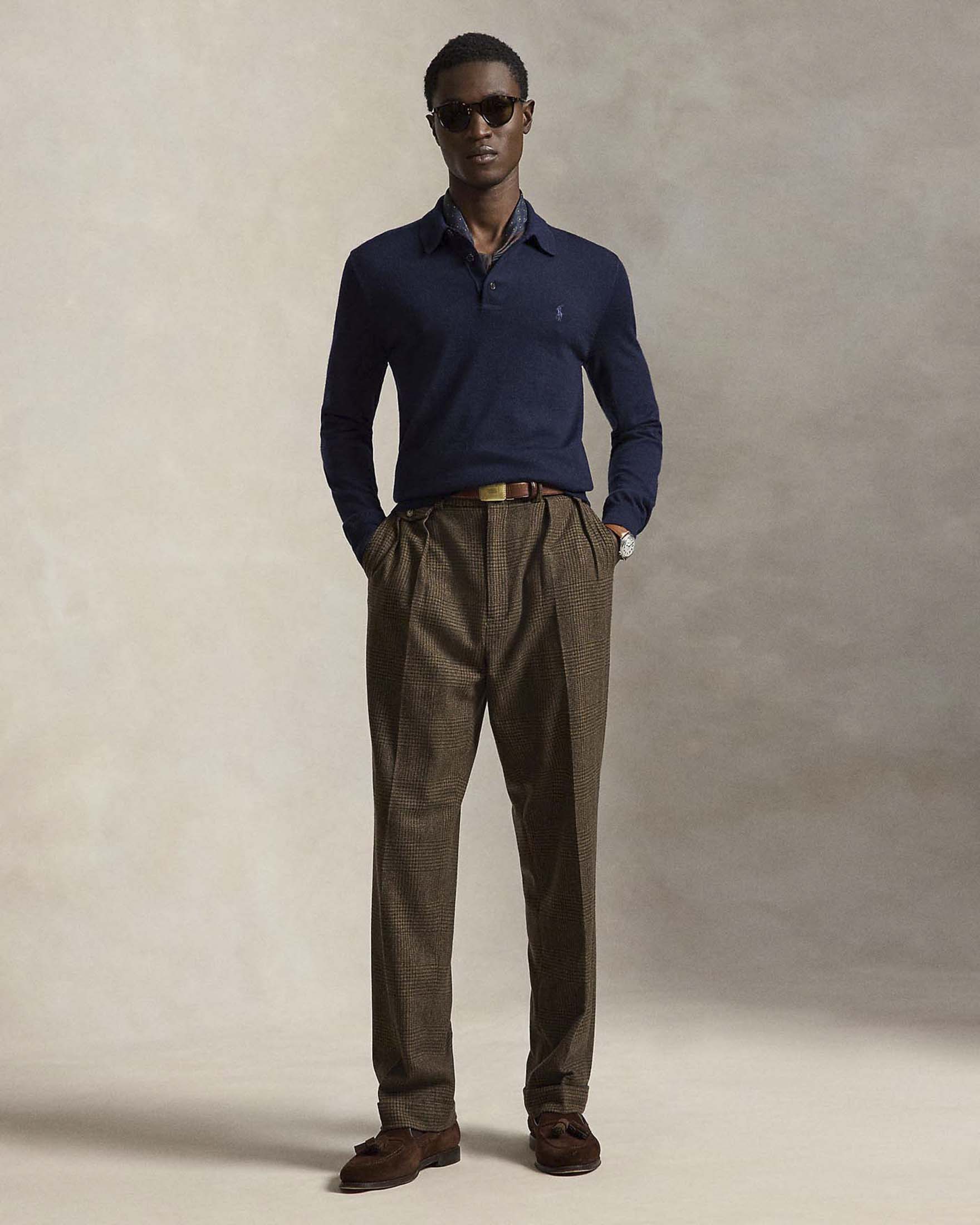 Maglia polo Polo Ralph Lauren blu navy in lana merino