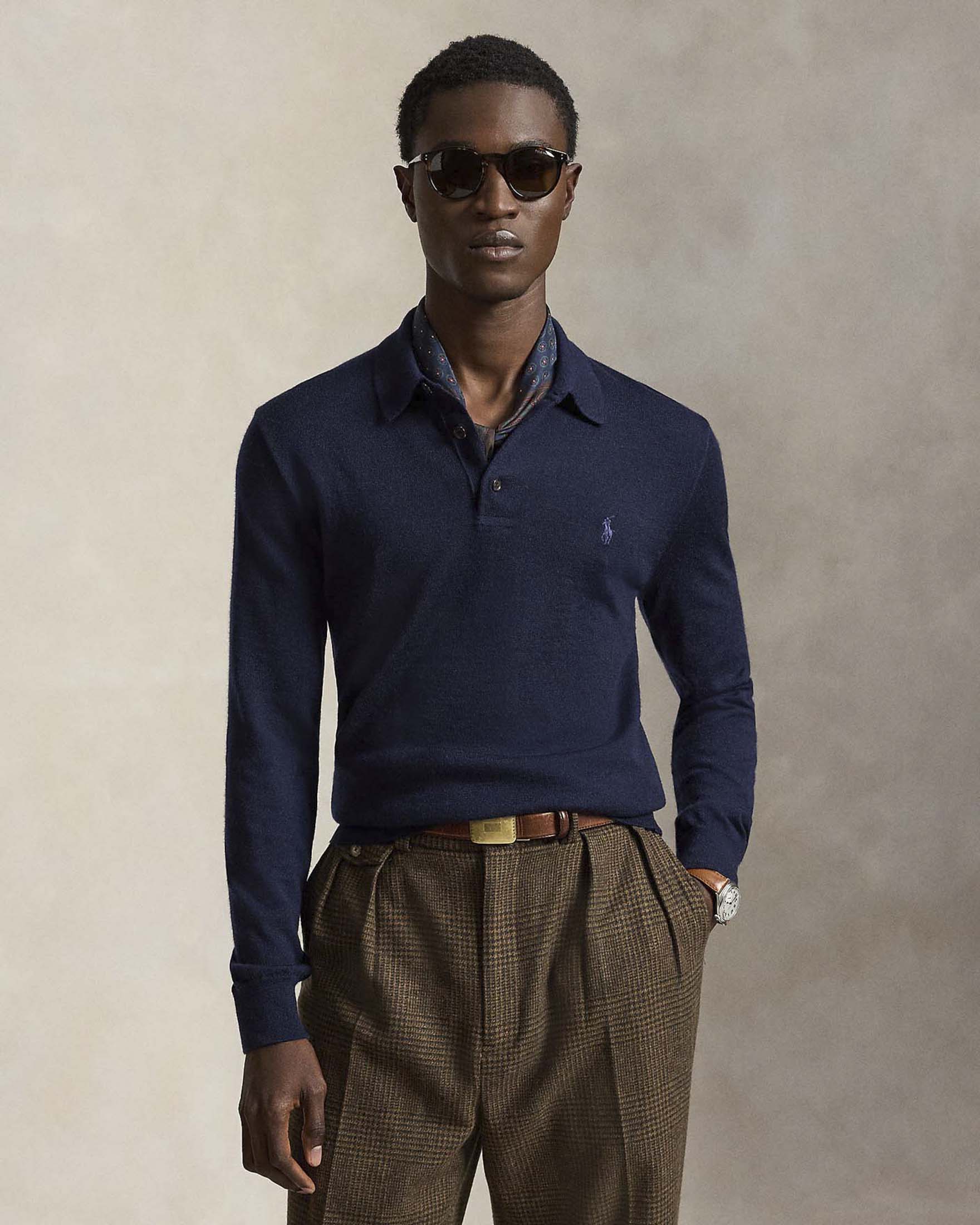 Maglia polo Polo Ralph Lauren blu navy in lana merino image