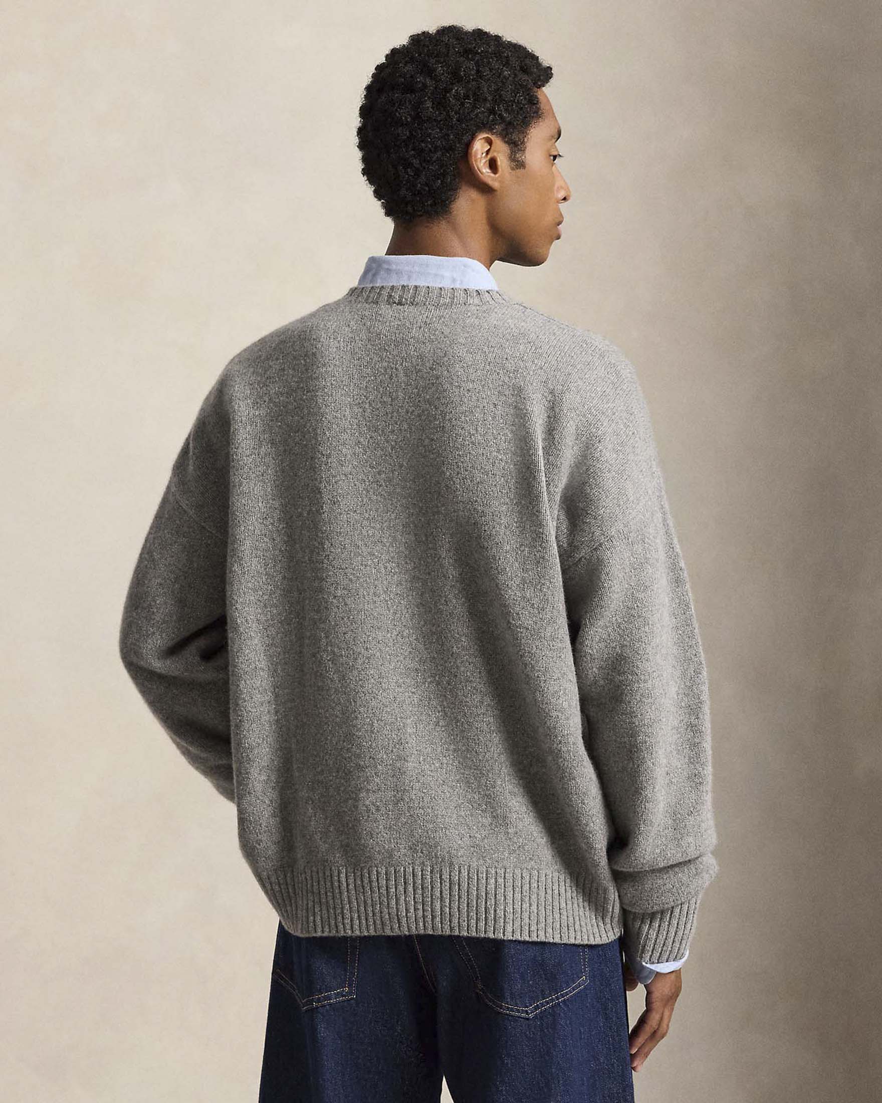 Maglione Polo Ralph Lauren grigio in lana e cashmere con Polo Bear image