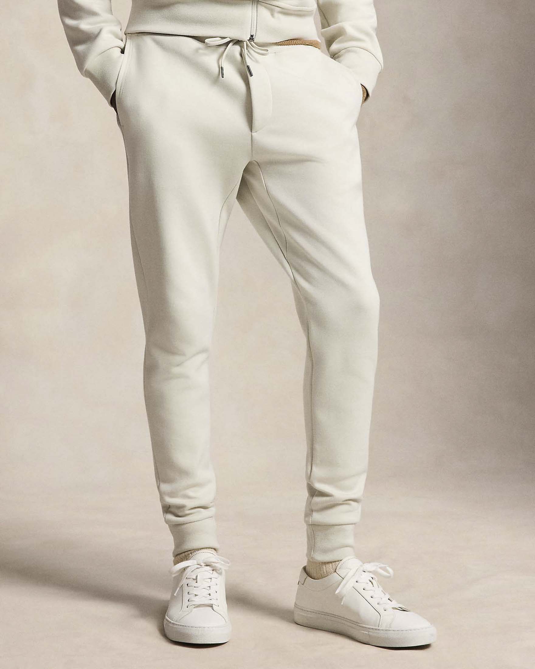 Pantaloni jogger Polo Ralph Lauren panna in misto cotone