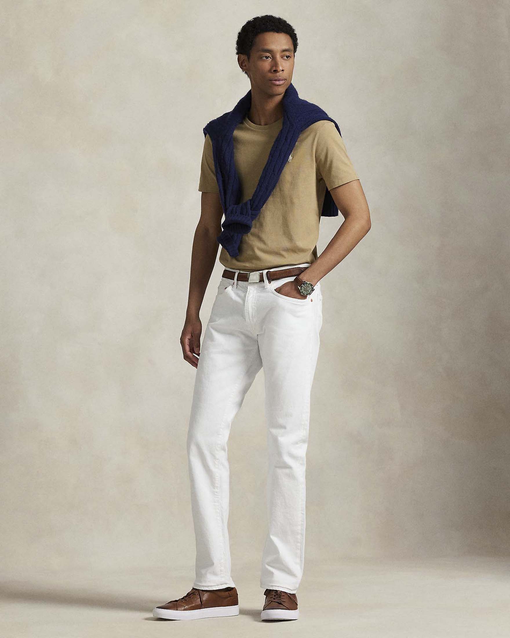 T-shirt mezza manica Polo Ralph Lauren cammello custom slim-fit con logo pony
