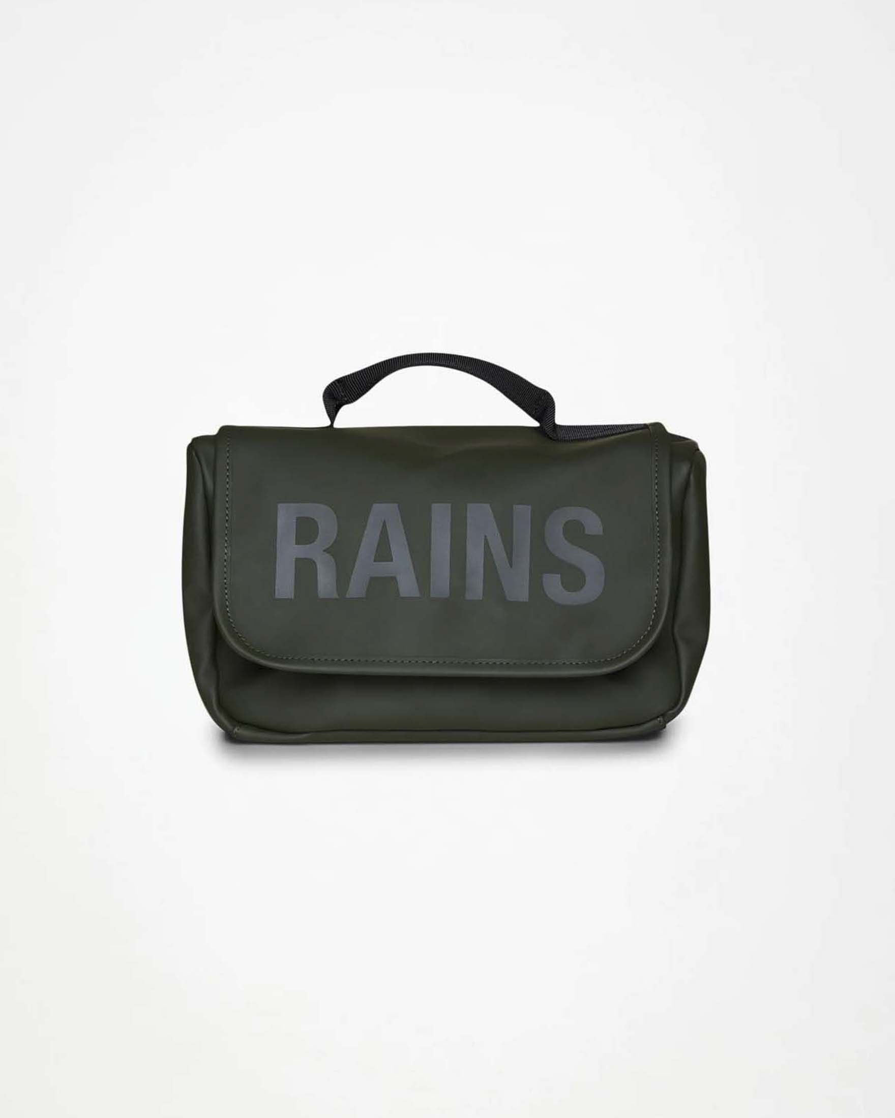 Texel Wash Bag verde militare in tessuto tecnico impermeabile effetto gommato