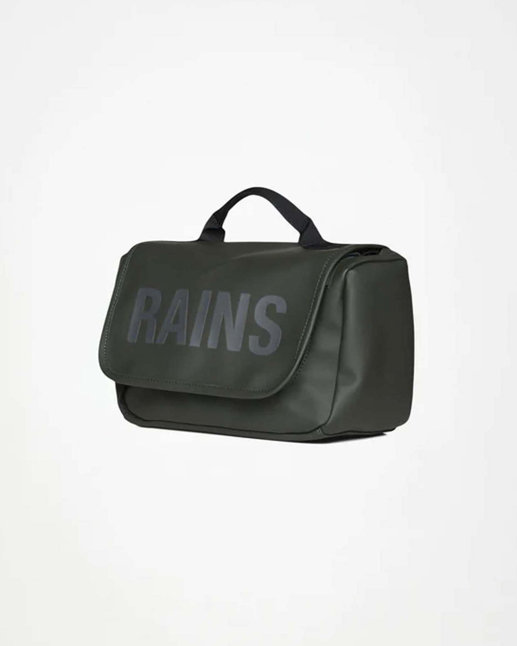 Texel Wash Bag verde militare in tessuto tecnico impermeabile effetto gommato image