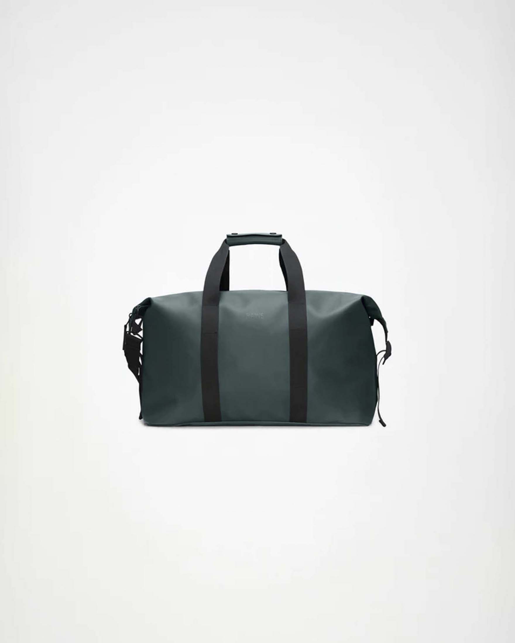 Borsa Rains Weekend Bag ottanio in tessuto impermeabile effetto gommato con tracolla removibile