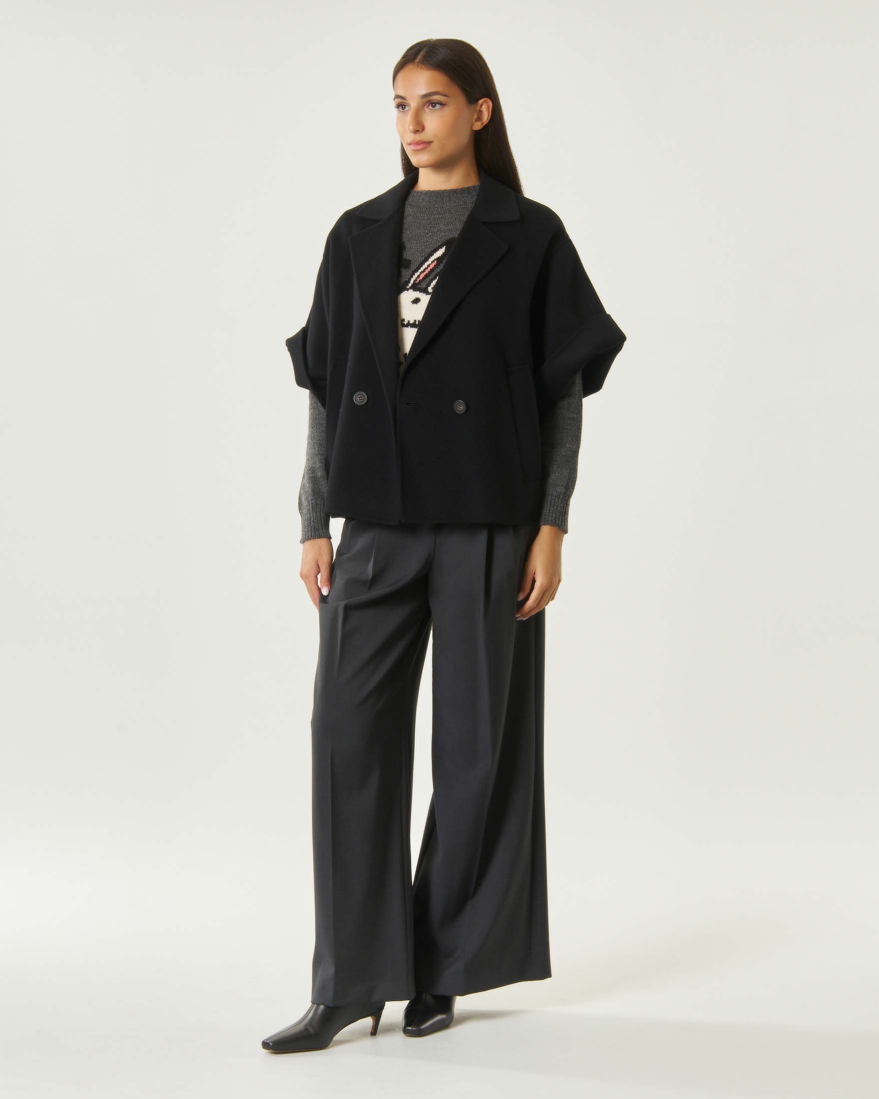 Caban doppiopetto Weekend Max Mara nero in doppio drap di pura lana image