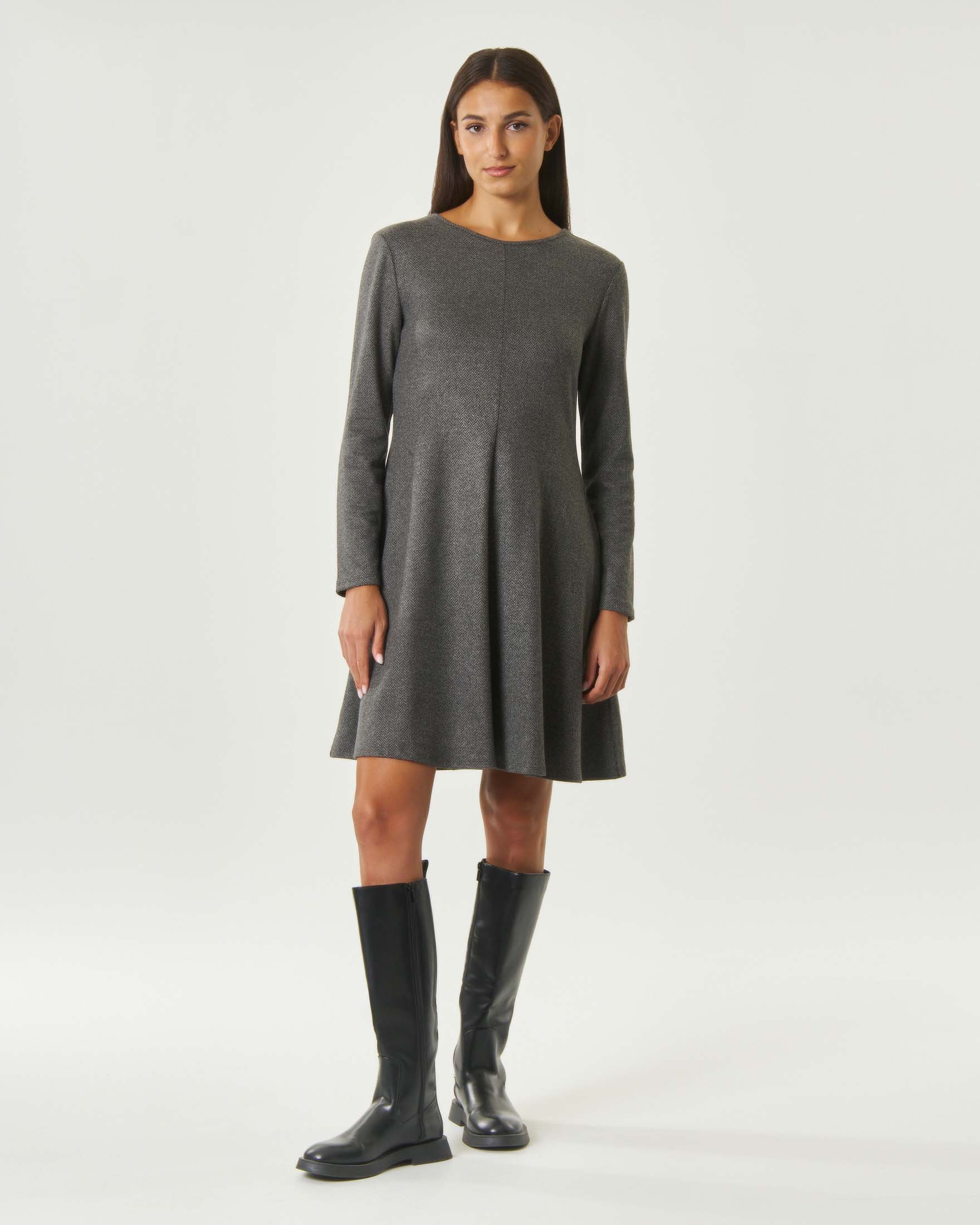 Pantaloni wide leg Weekend Max Mara grigi in pura lana stretch con chiusura patta e gancio