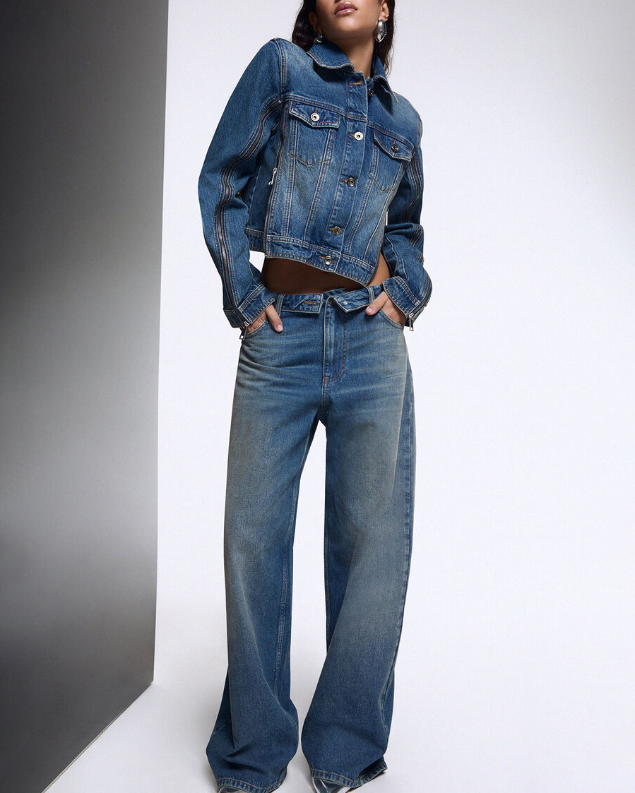 Giacca a camicia Elodie x Liu Jo in denim con zip decorative e tasche con patta frontali image