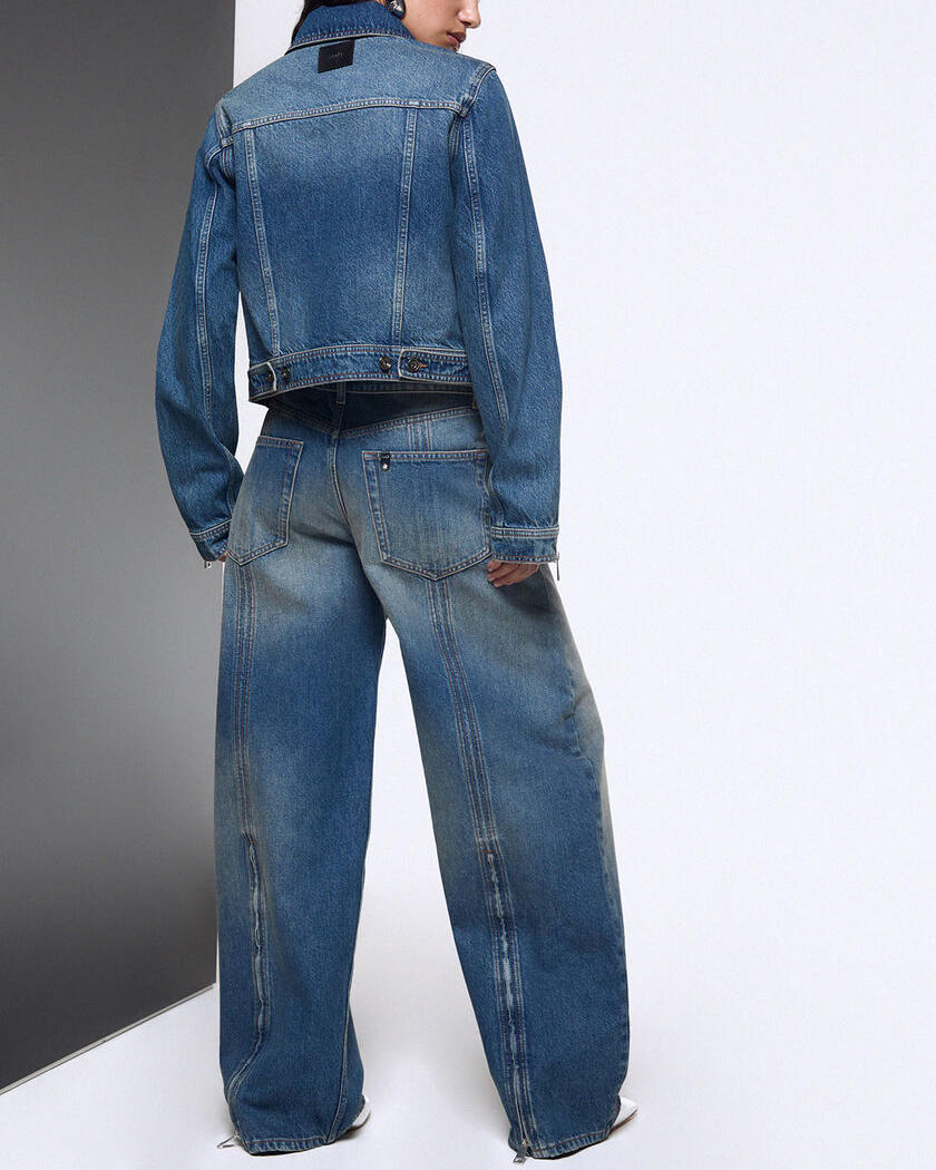 Jeans baggy wide leg Elodie x Liu Jo in denim con cintone risvoltato e cerniere sul retro gamba image