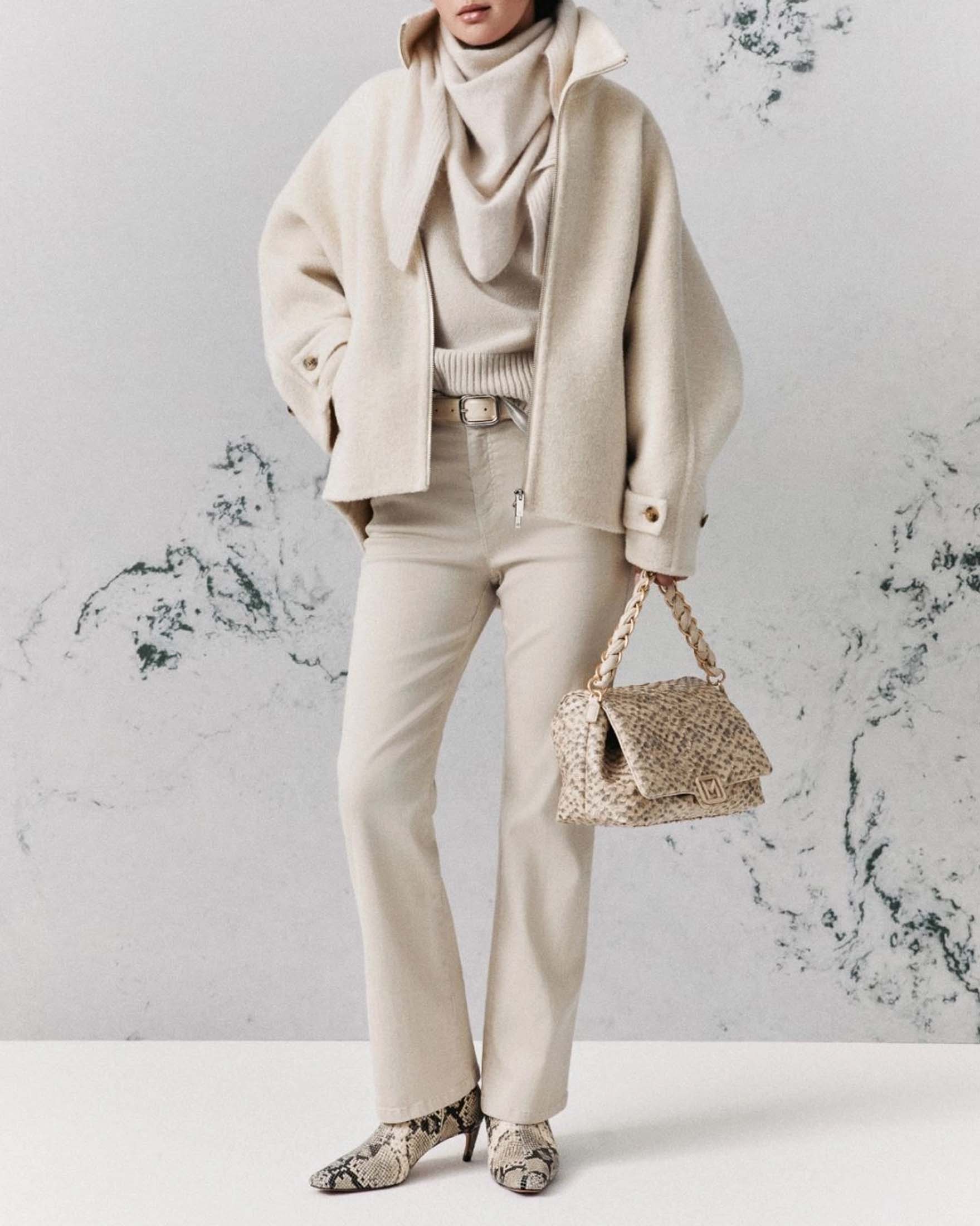 Pantalone flare Marella Monochrome beige cinque tasche in bull stretch