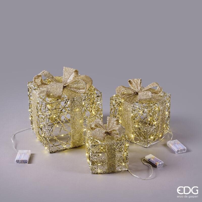 Decoro Pacco Regalo Stripes 90 Microled a Batteria Set 3 pz. (16x16x18h+21x21x25h+26x26x30h) IP20 Edg
