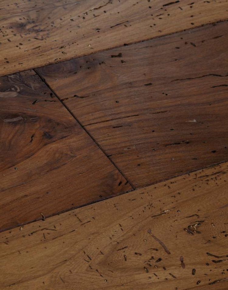 Antique elm flooring with worm marks