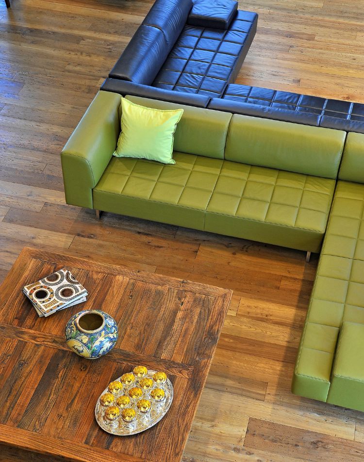 Antique elm parquet flooring