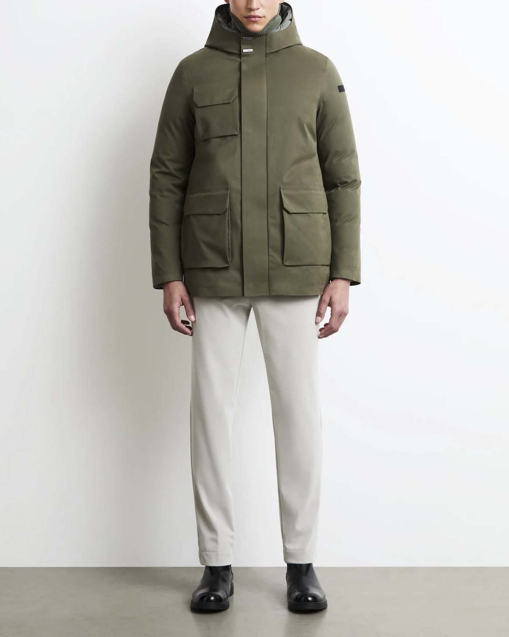 Field jacket R.R.D. verde militare Hut Floating con cappuccio