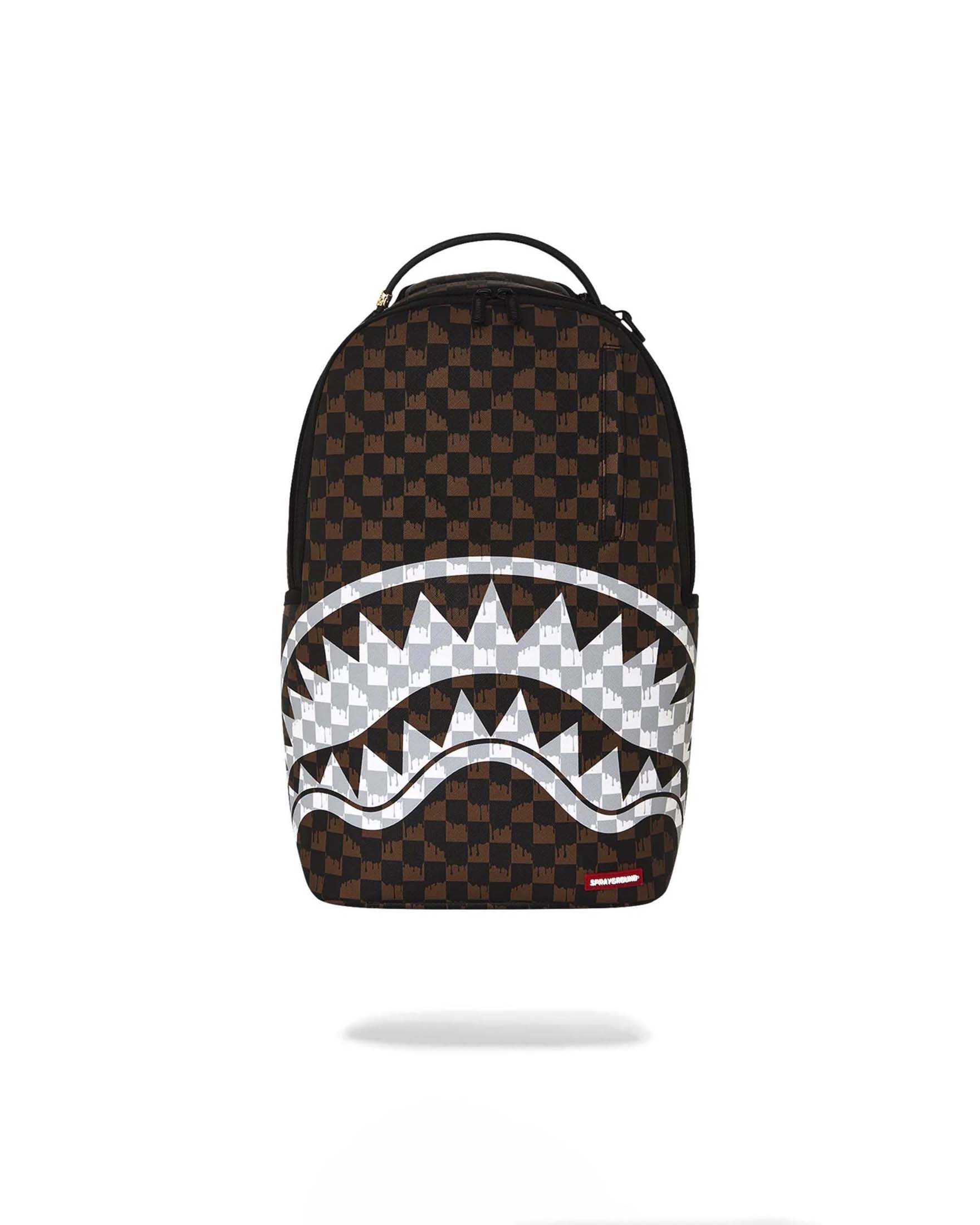 Zaino Sprayground Brown and Cream Drip Check Shark